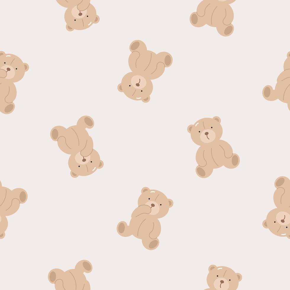 Seamless pattern with cute teddy bear. Flat background. Kids design. Creative texture for fabric, wrapping, textile, wallpaper, apparel. vector