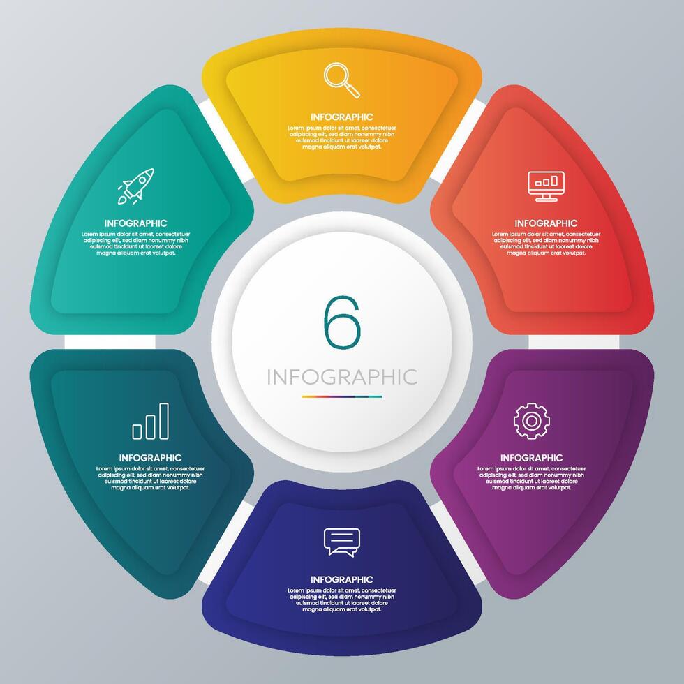 business infographic circle shape 6 step vector
