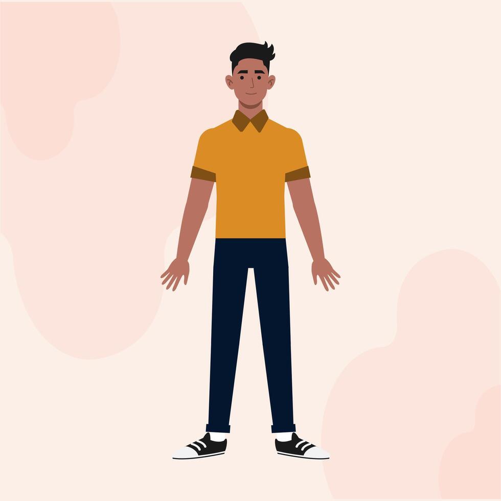 A Black Guy Male Standing Flat Character vector