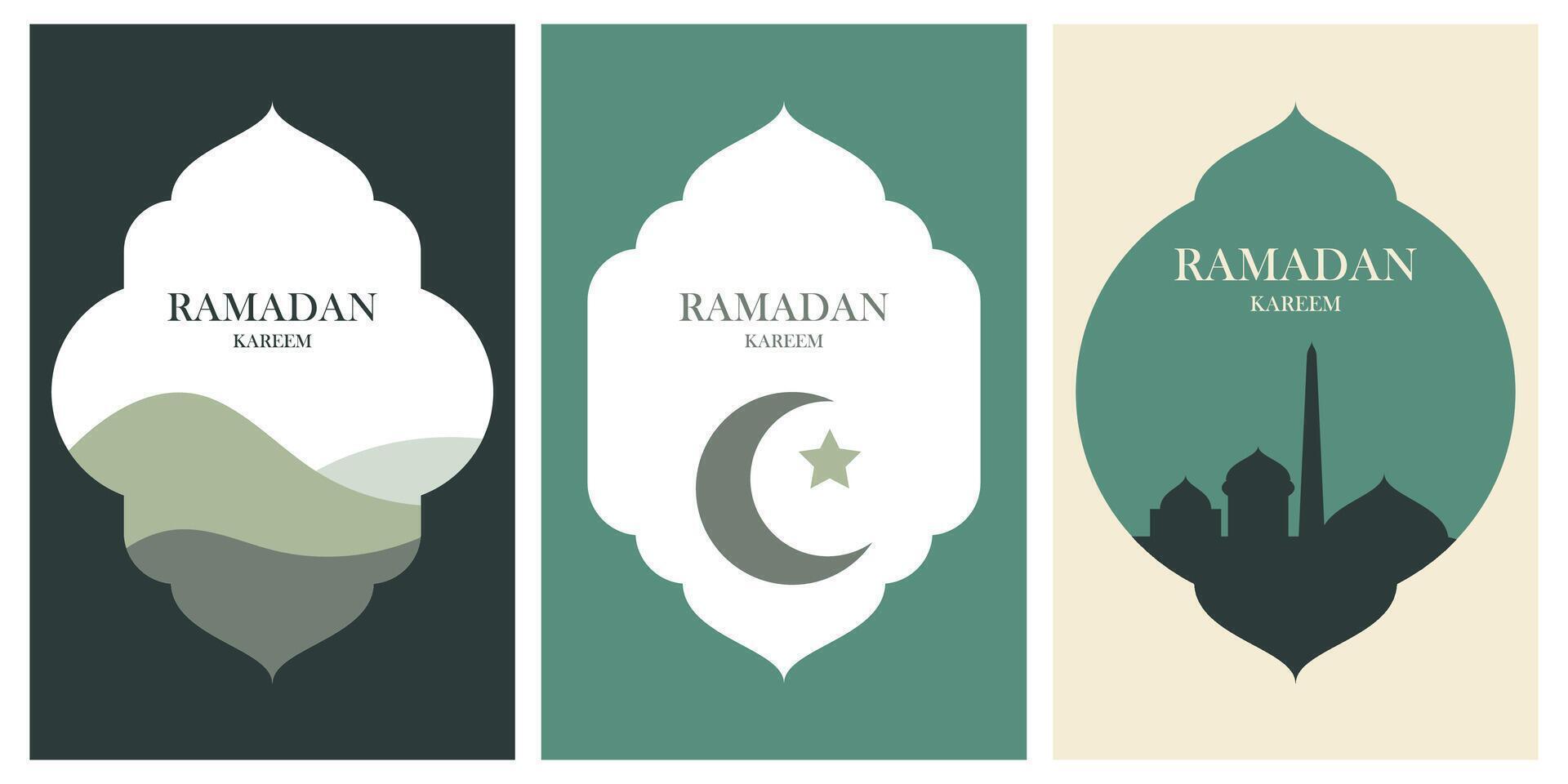 ramadan kareem greeting card retro theme vector