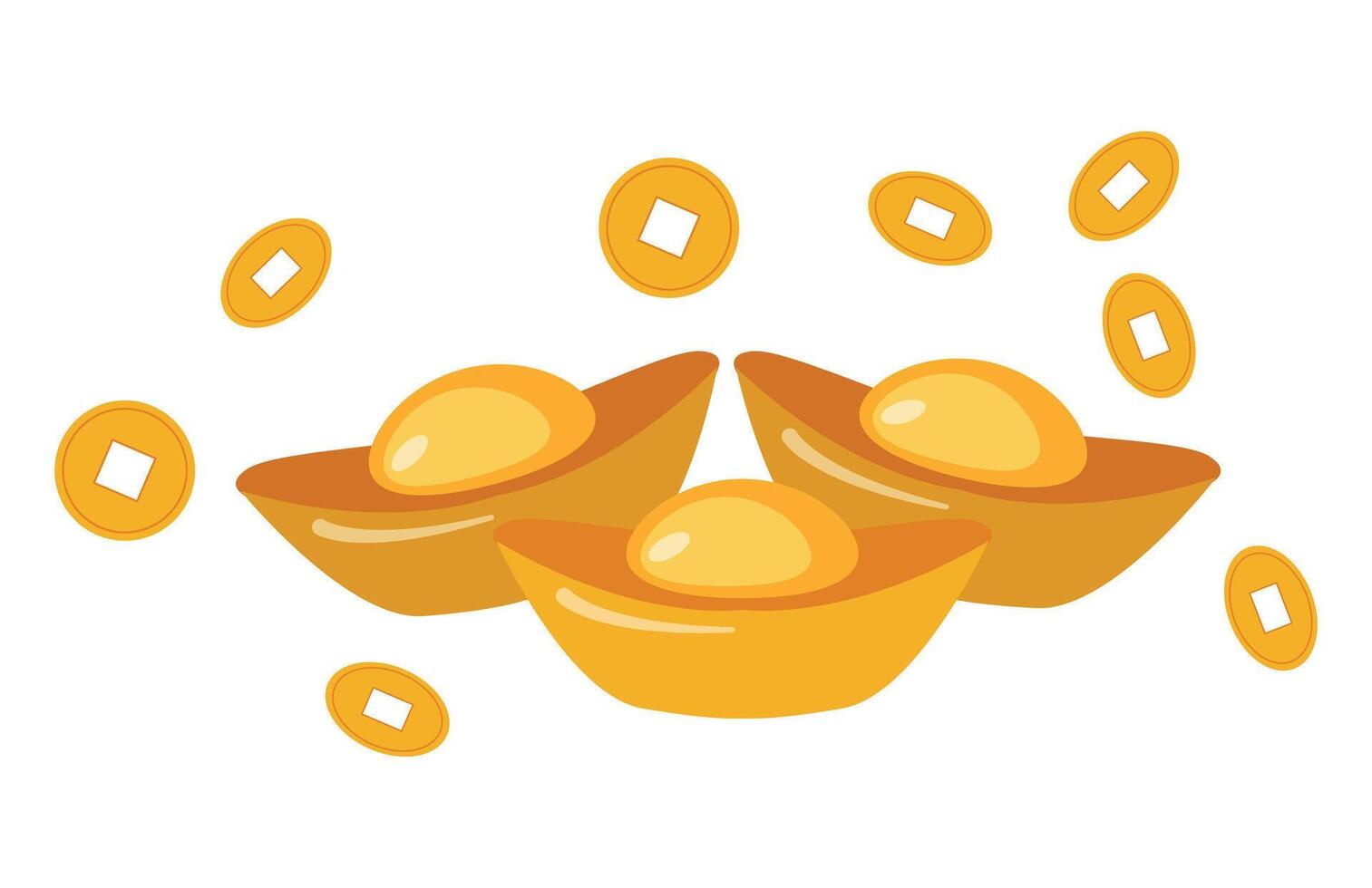 The bars of chinese gold vector