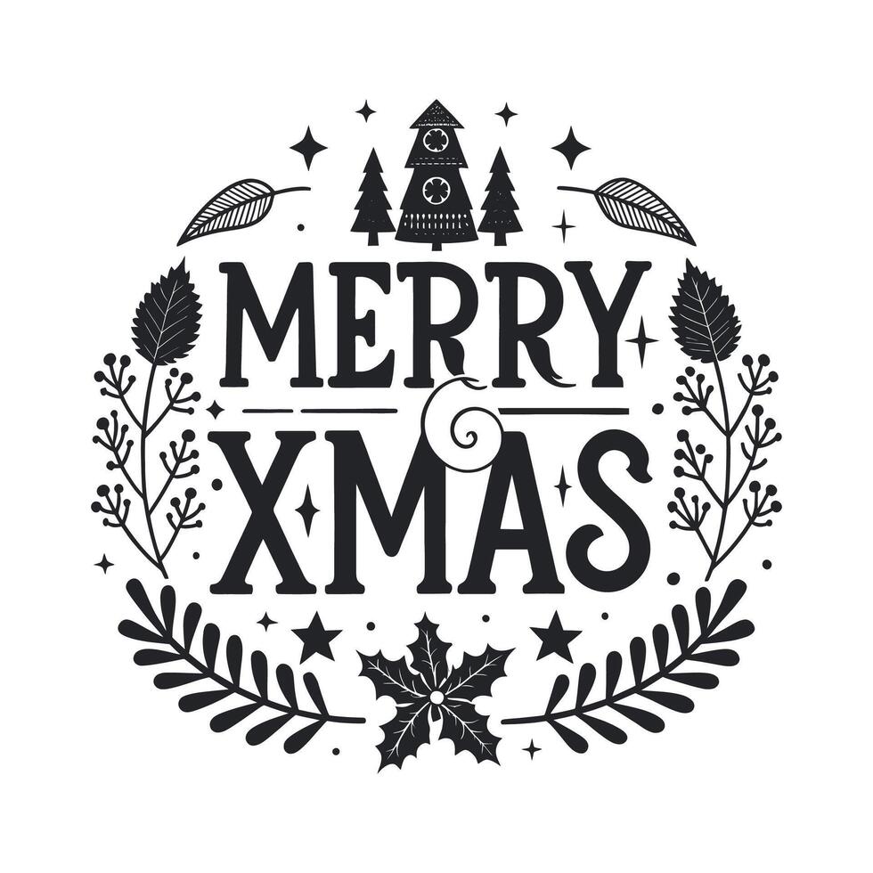 Christmas Decorations Silhouette with Snowflakes, Bells, and Gifts vector