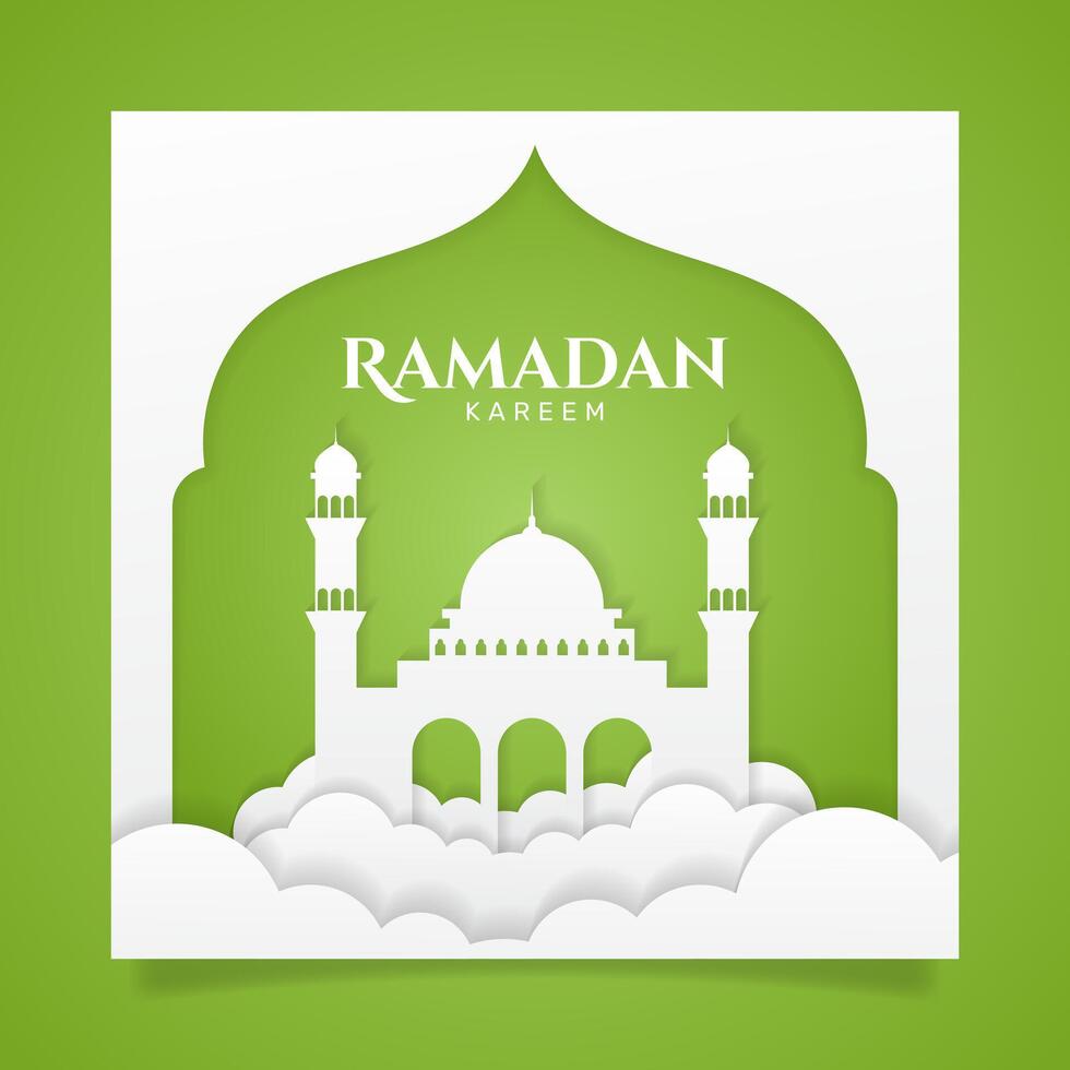 Simple ramadan mubarak design with mosque. - . vector