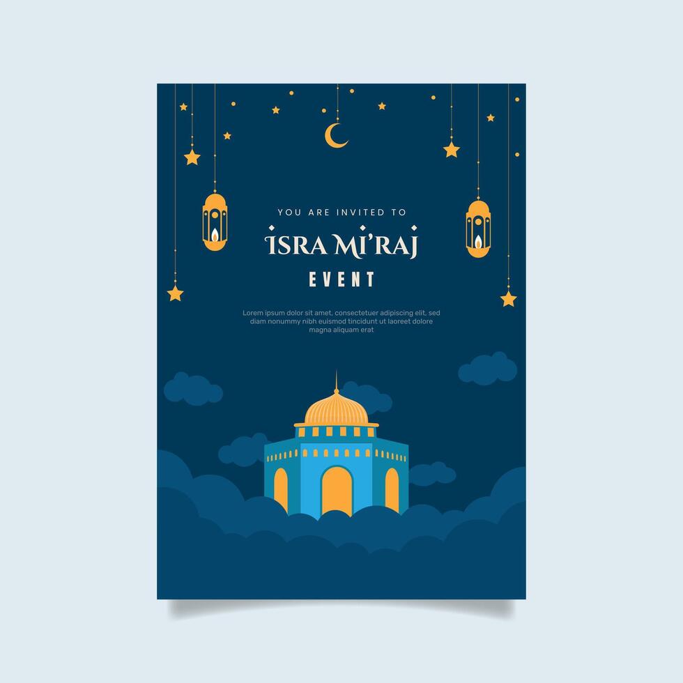 Flat isra miraj vertical poster template. - . vector