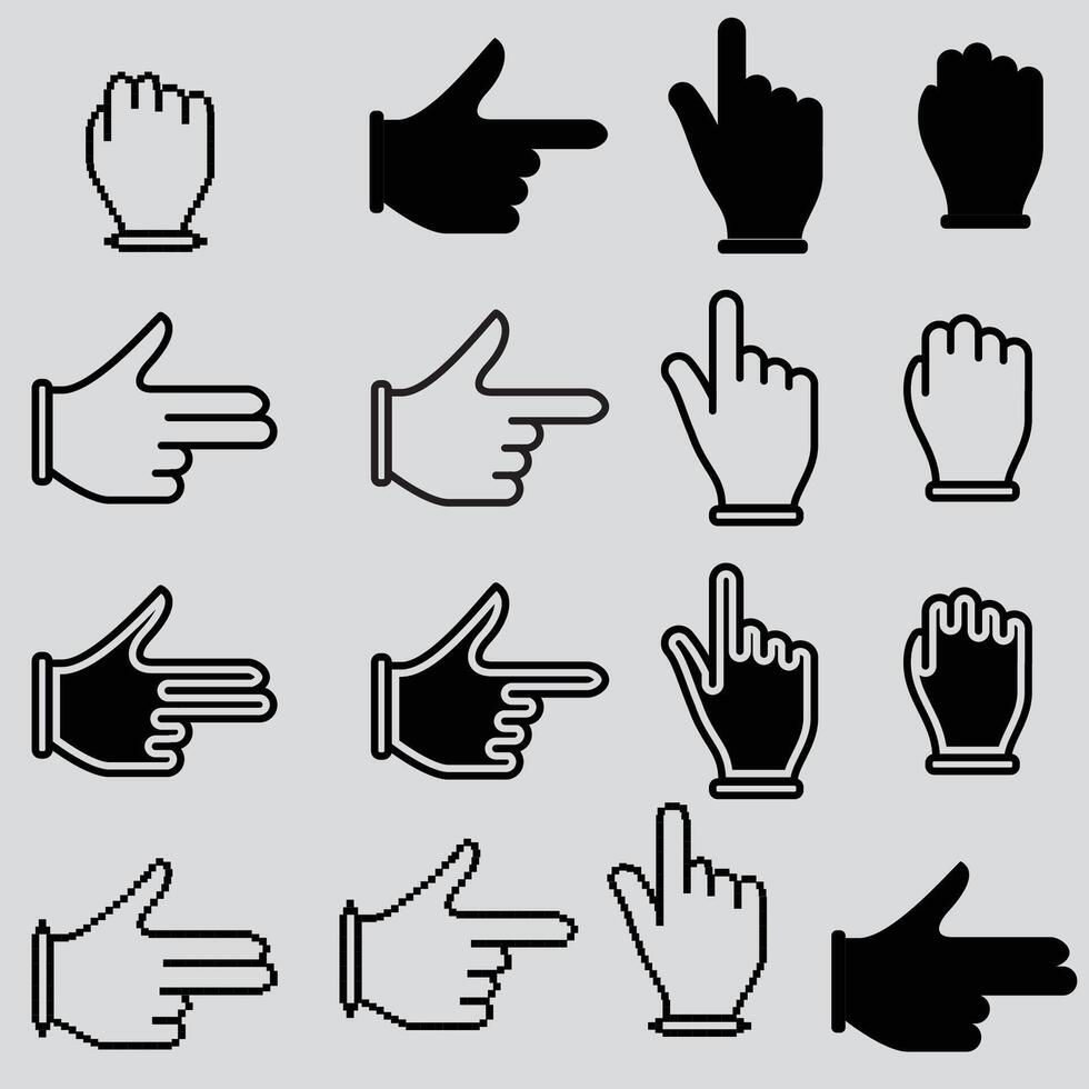 New set of hand cursor pictograms vector