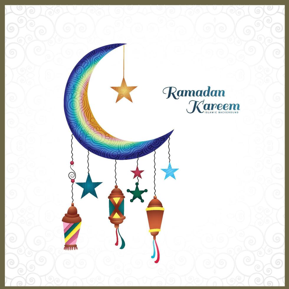 Ramadan white background. - Translation of arabic calligkareem, Islamic design with crescent moon isolated Ramadan Kareem vector