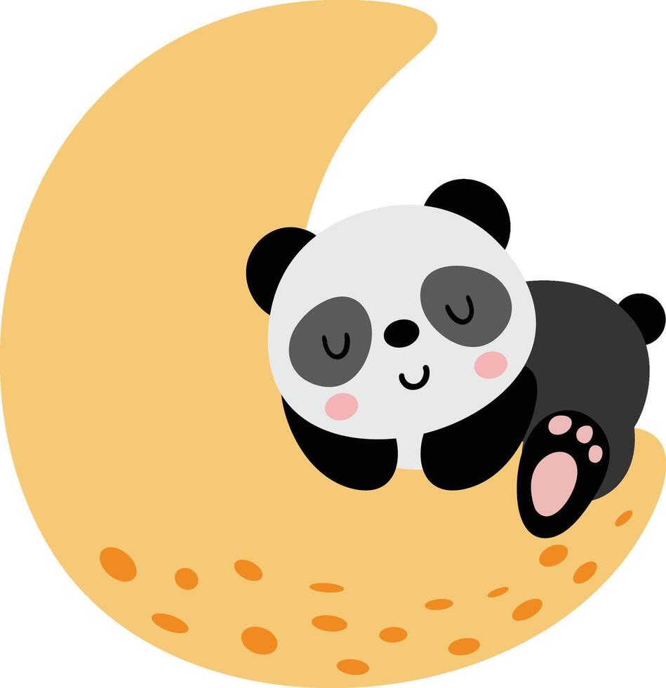 Adorable panda sleeping on moon vector
