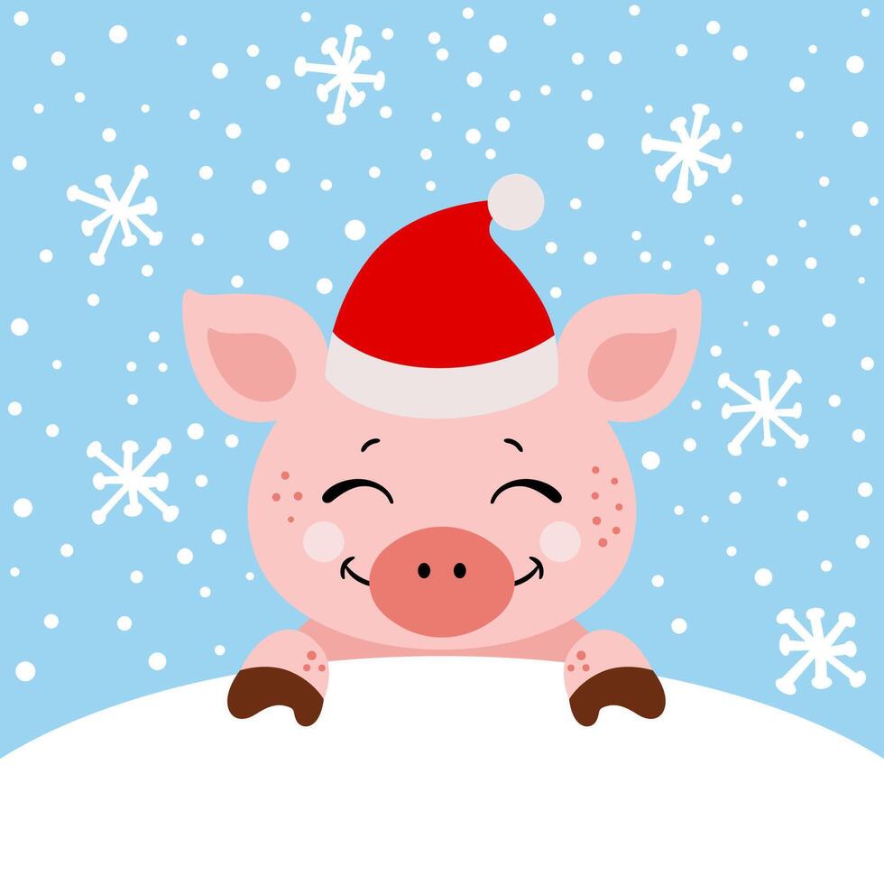 Christmas card with cute pin in snow vector