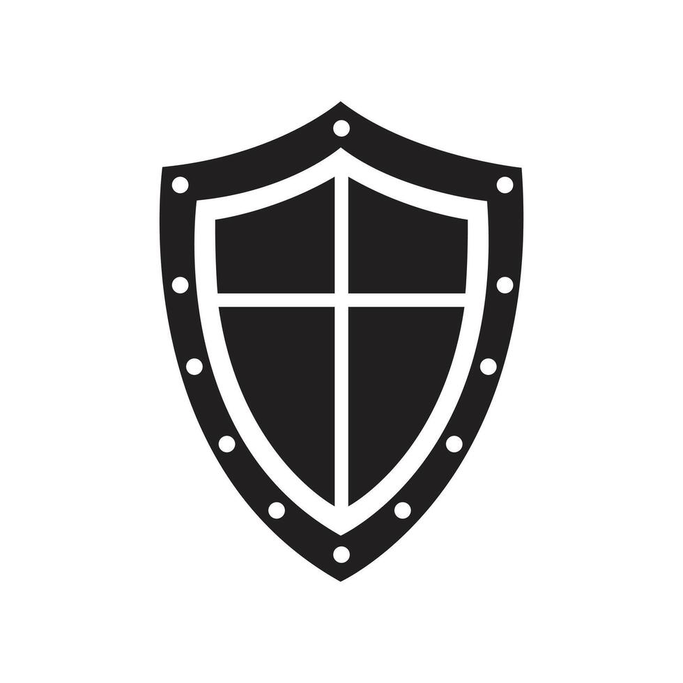 Heraldic shield icon set . Black knight award contours and linear sign. vector