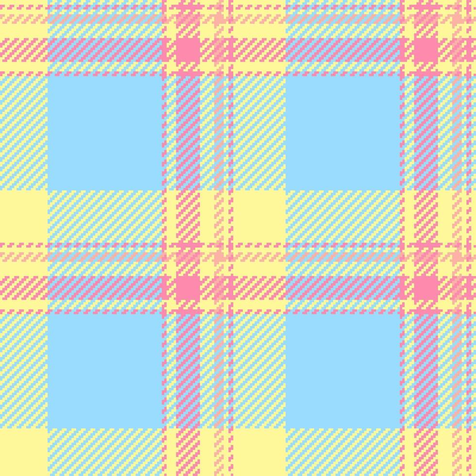 Self background check tartan, indian texture plaid fabric. India seamless textile pattern in cyan and yellow colors. vector