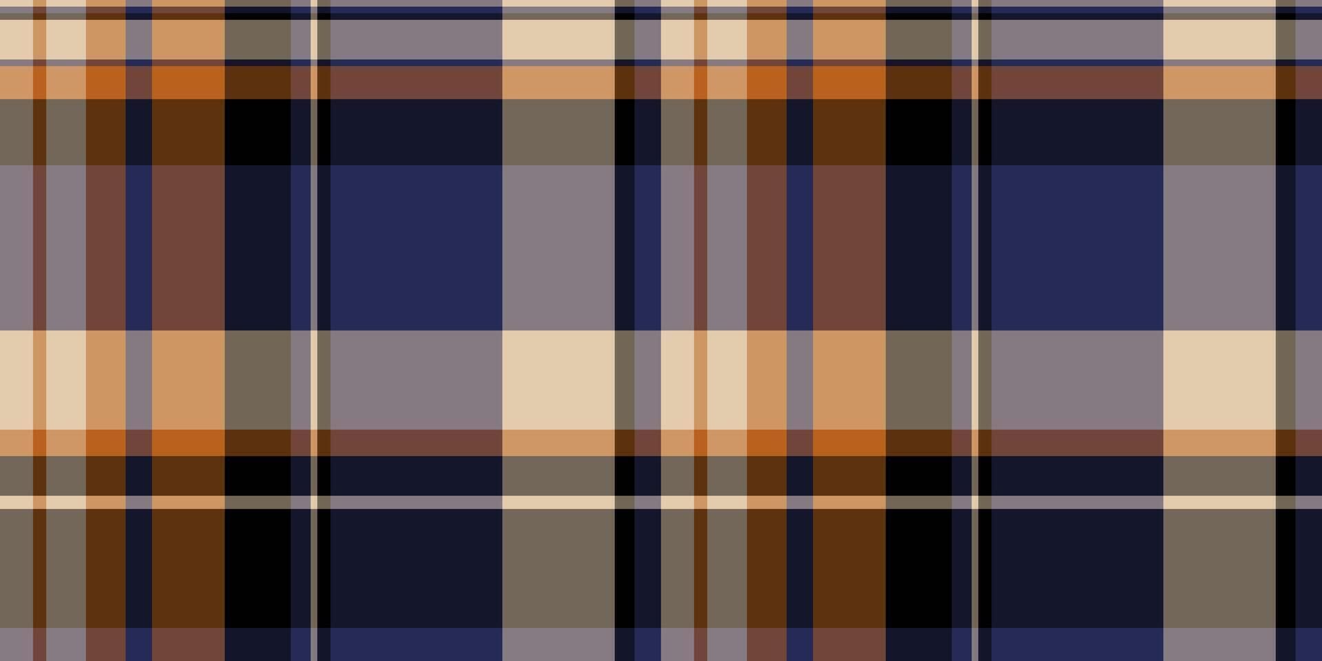 Horizontal seamless textile texture, tweed tartan fabric. Intricate check plaid background pattern in orange and gray colors. vector