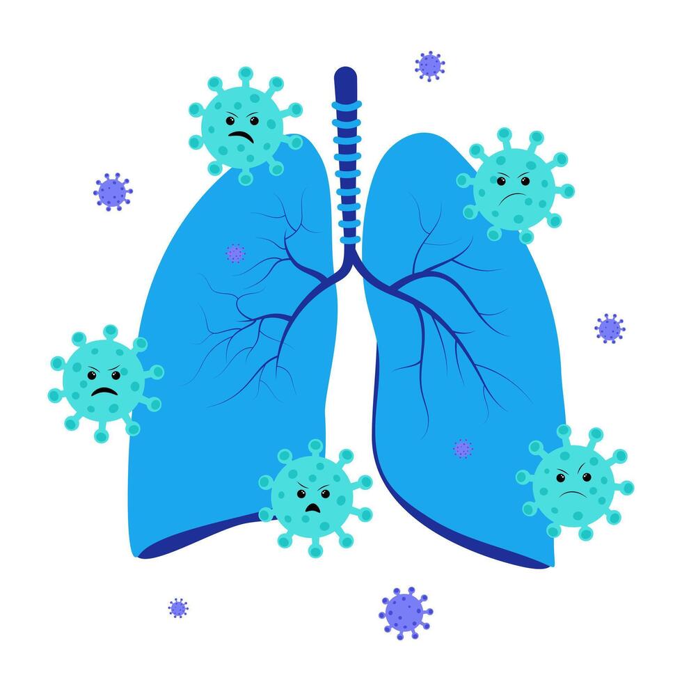 Human metapneumovirus or hMPV. Virus affect the lungs. Flat illustration. Medical banner, poster. vector