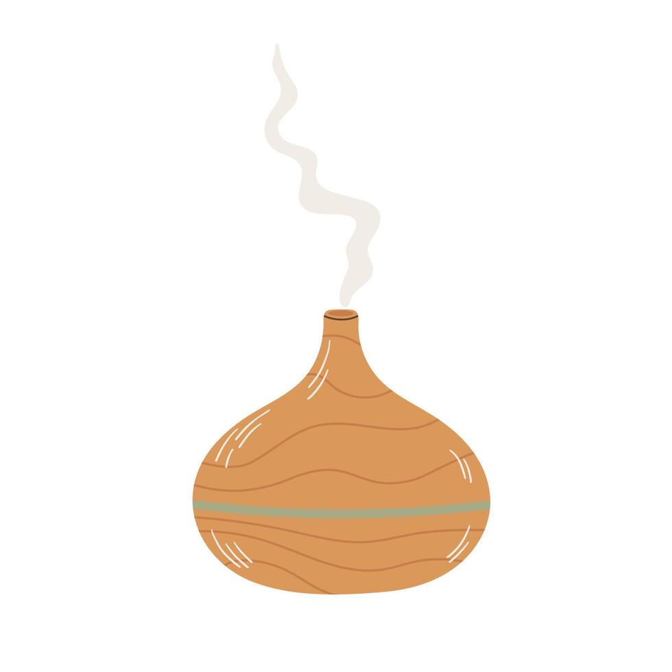 Electric aroma diffuser. Meditation Item. humidifier diffuser. Ultrasonic home microclimate cleaner, healthy humidity. Hand draw illustration. vector