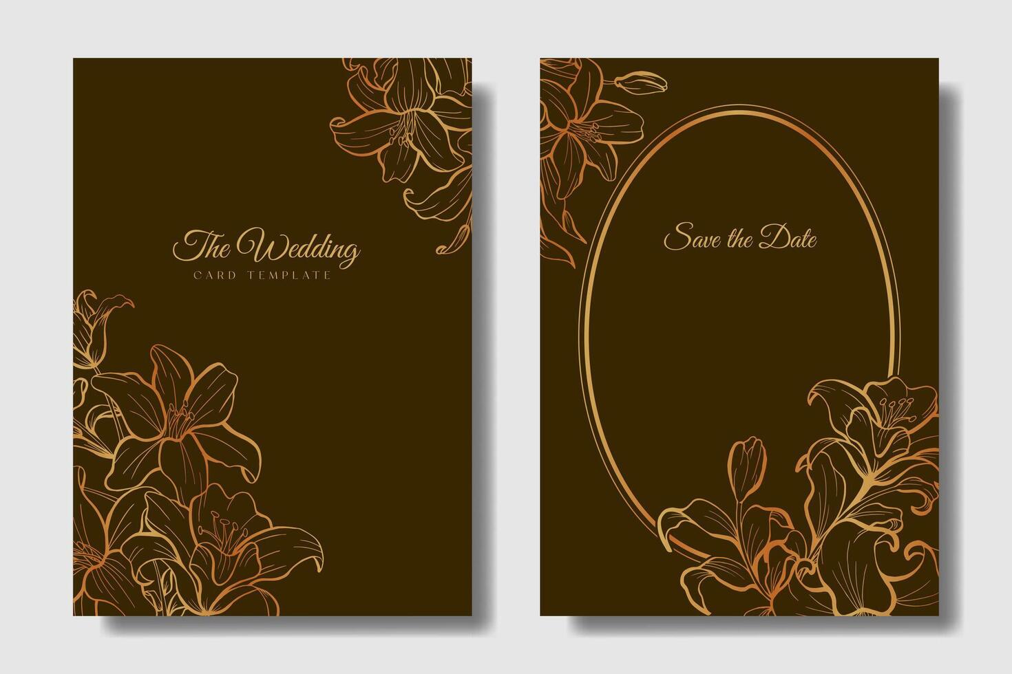 Wedding invitation and save the date template with lily flower ornament vector
