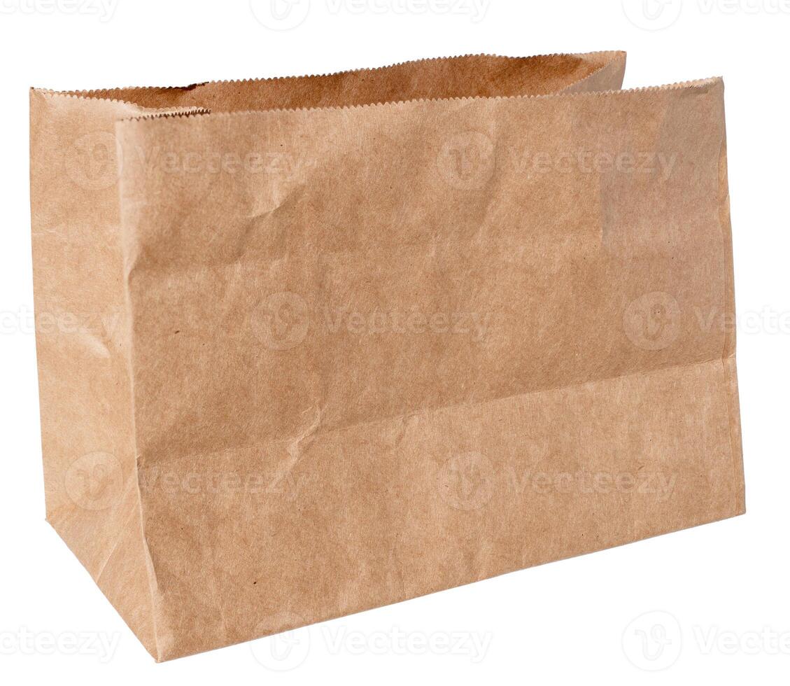 Blank Small paper bag for food isolated on white background. Template mockup photo