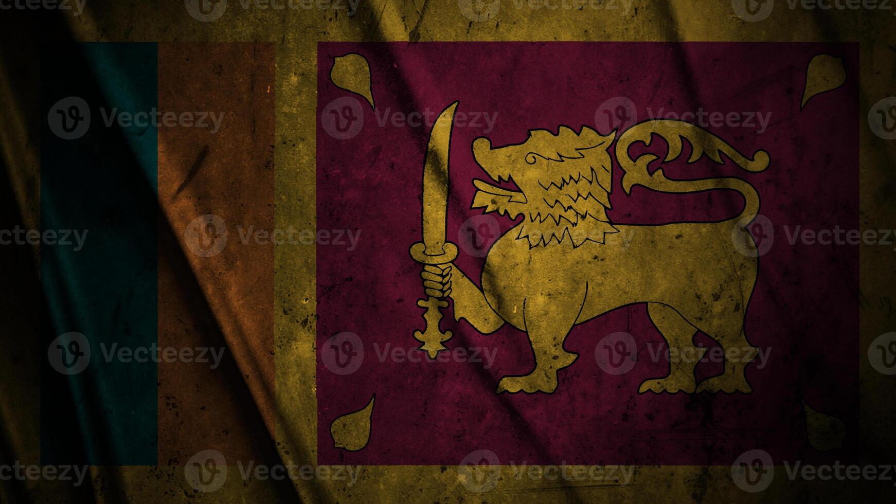 Sri Lanka grunge silk flag waving in the wind background illustration, grunge textured flag on silk photo