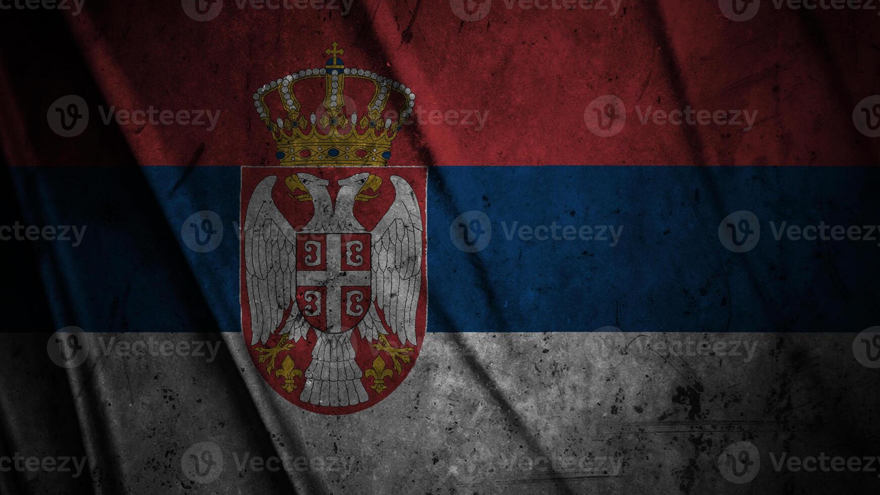 Serbia grunge silk flag waving in the wind background illustration, grunge textured flag on silk photo