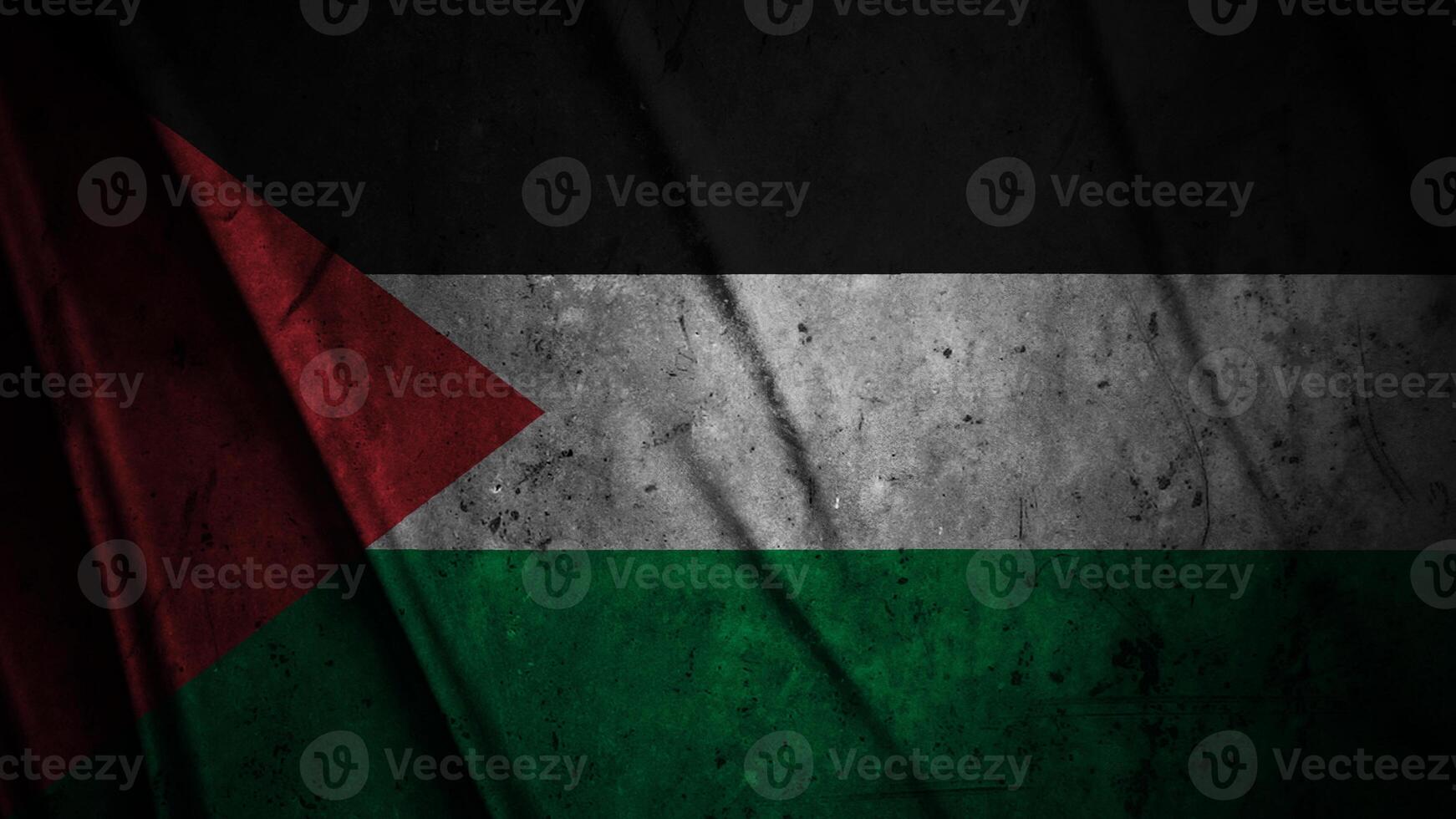 Palestine grunge silk flag waving in the wind background illustration, grunge textured flag on silk photo