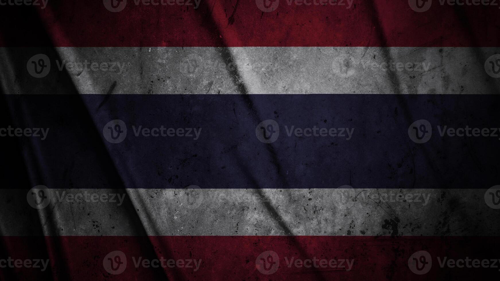 Thailand grunge silk flag waving in the wind background illustration, grunge textured flag on silk photo
