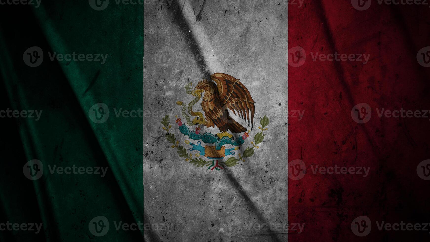 Mexico grunge silk flag waving in the wind background illustration, grunge textured flag on silk photo