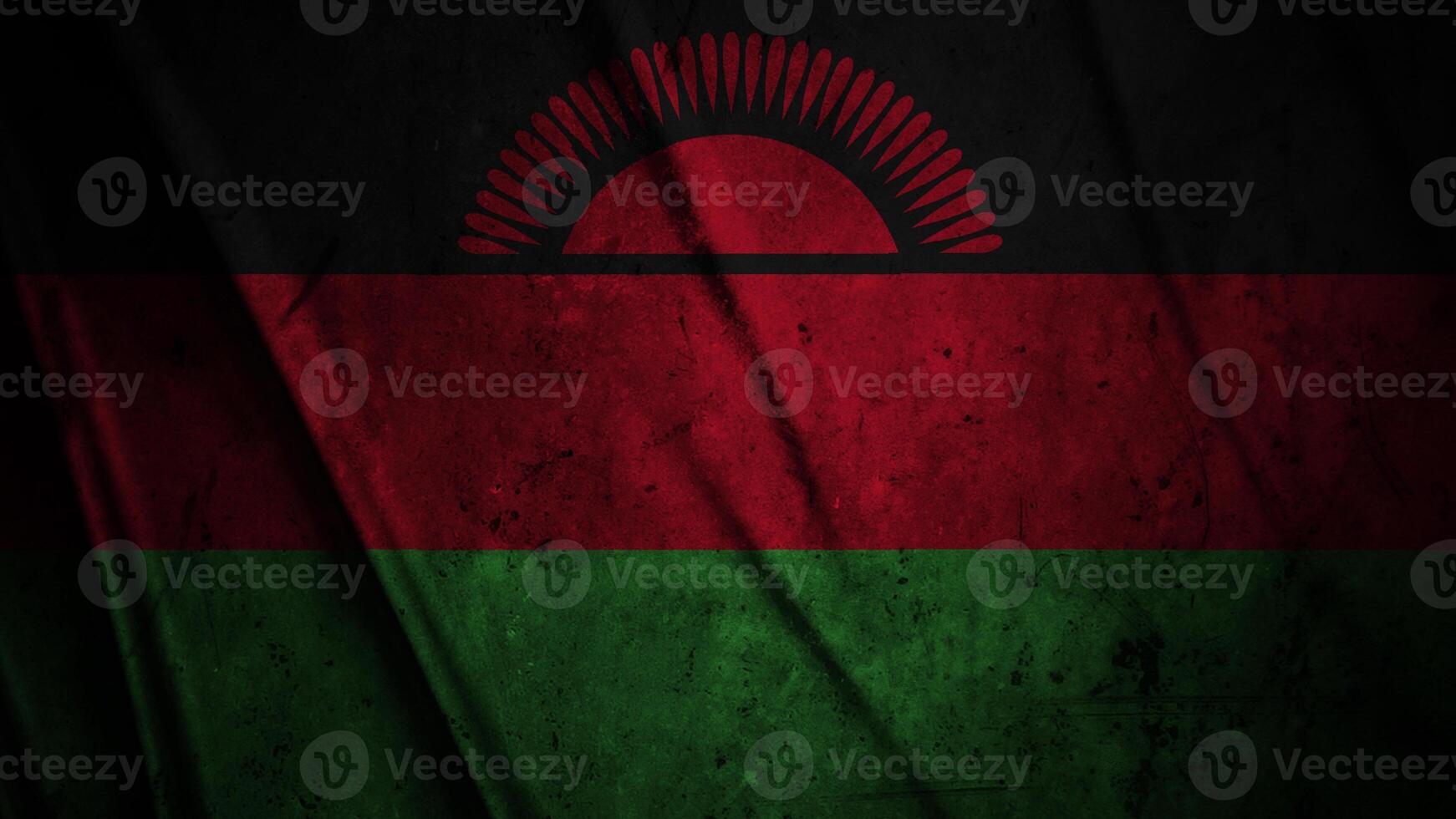 Malawi grunge silk flag waving in the wind background illustration, grunge textured flag on silk photo