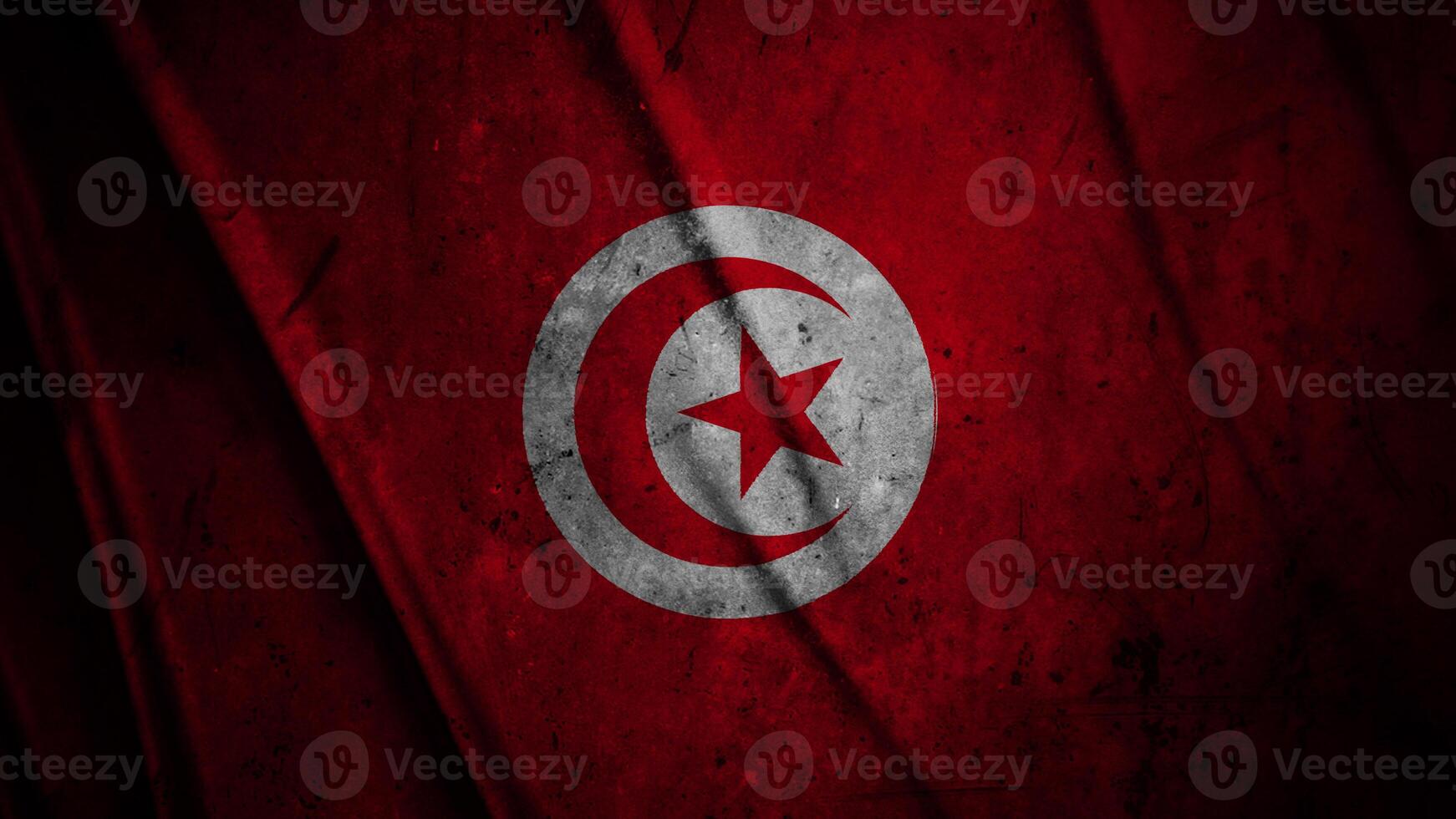 Tunisia grunge silk flag waving in the wind background illustration, grunge textured flag on silk photo