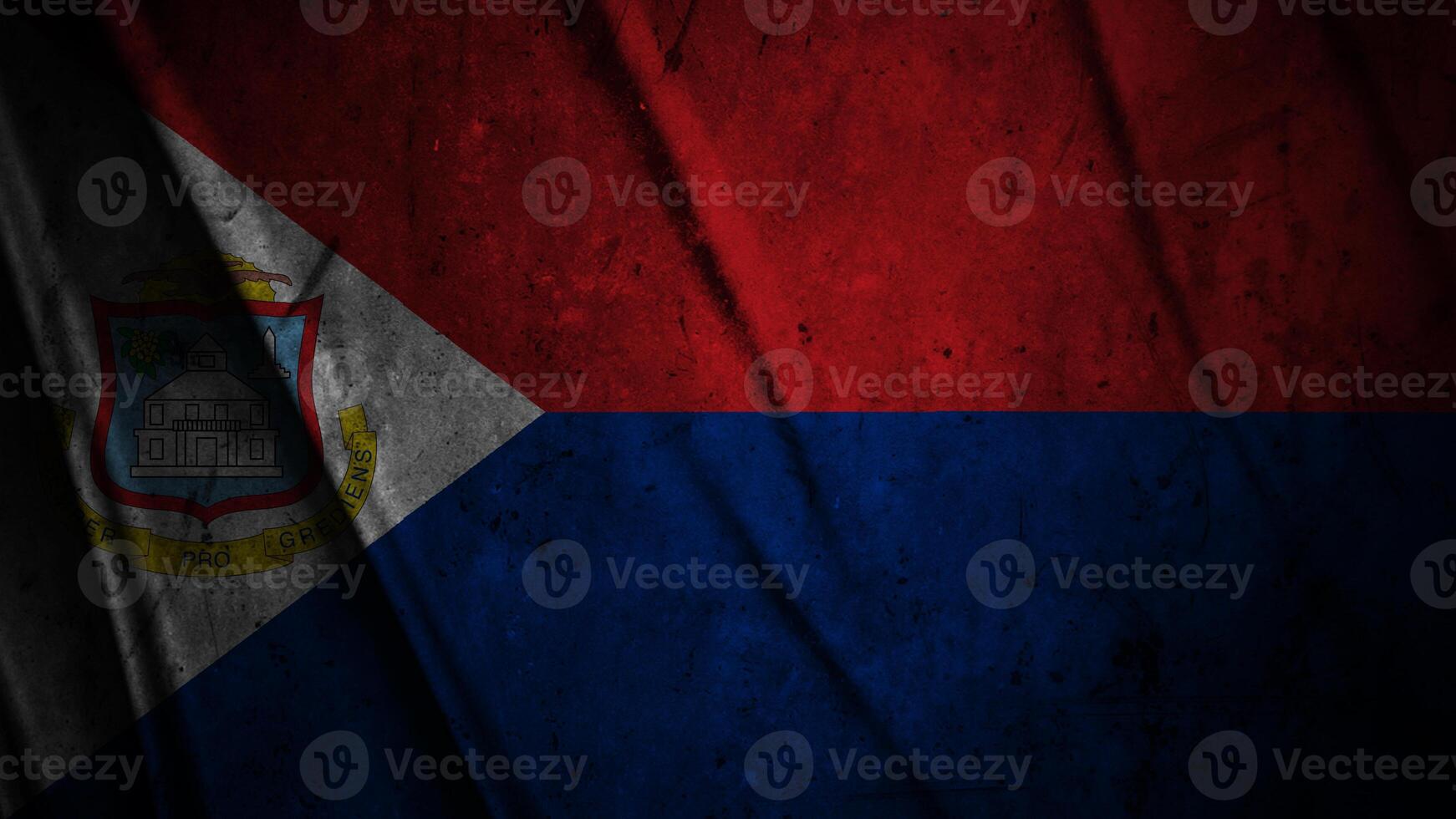 Sint Maarten grunge silk flag waving in the wind background illustration, grunge textured flag on silk photo
