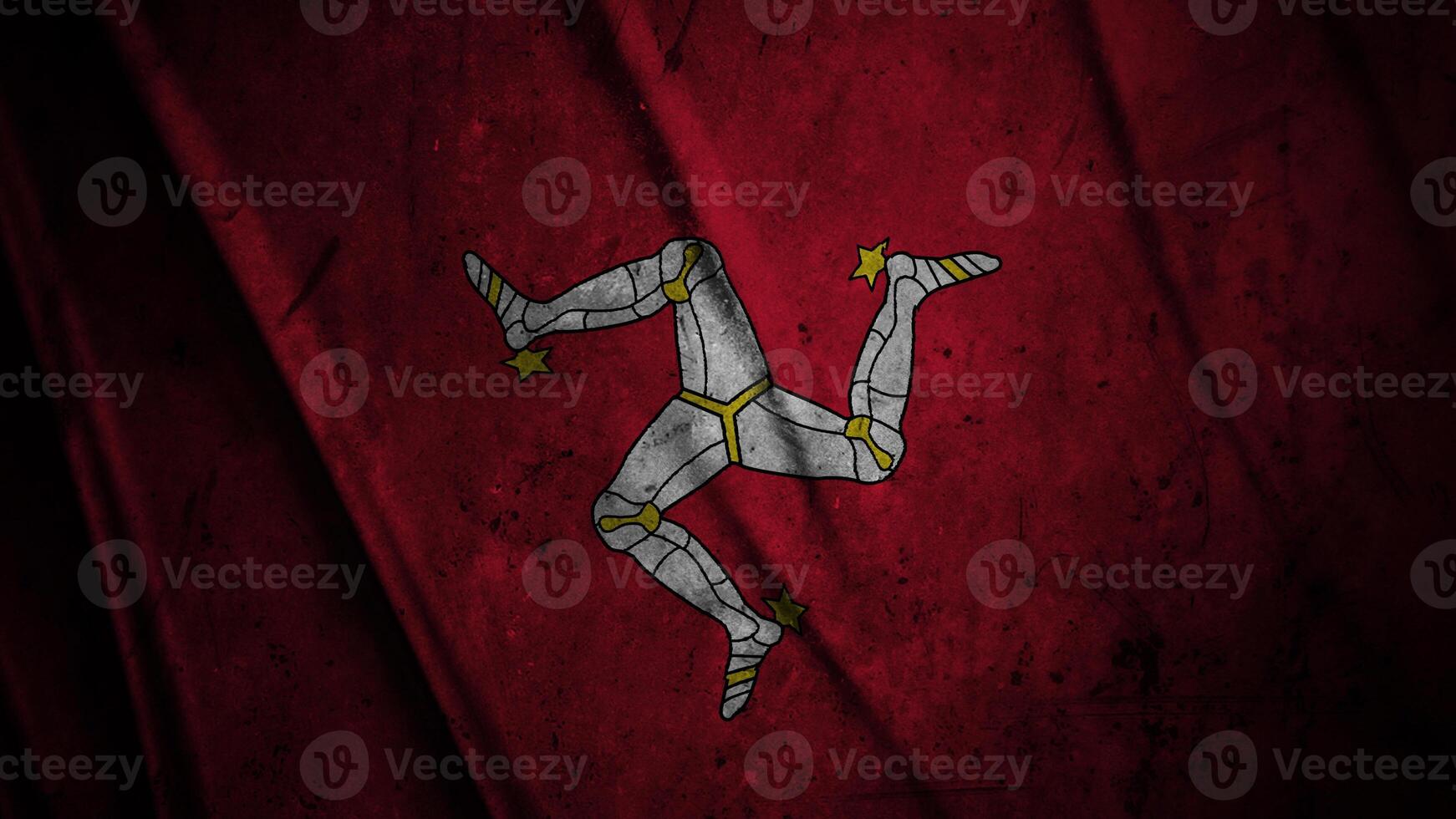 Isle of Man grunge silk flag waving in the wind background illustration, grunge textured flag on silk photo