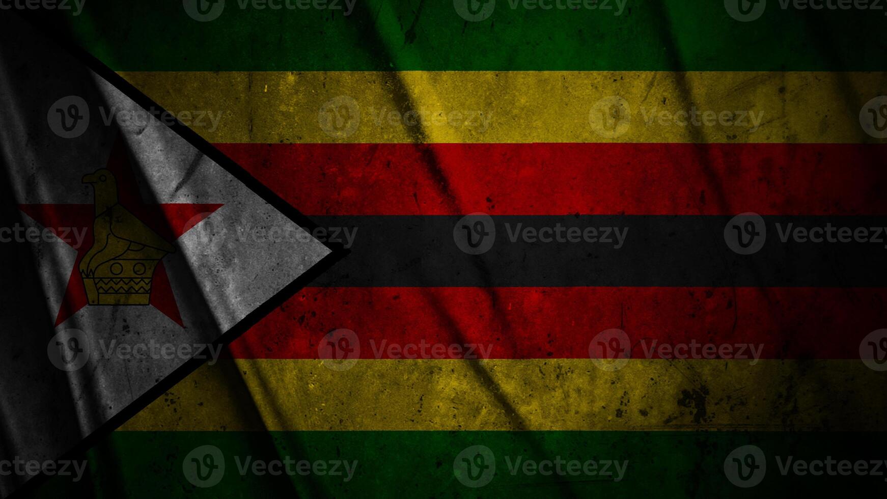 Zimbabwe grunge silk flag waving in the wind background illustration, grunge textured flag on silk photo