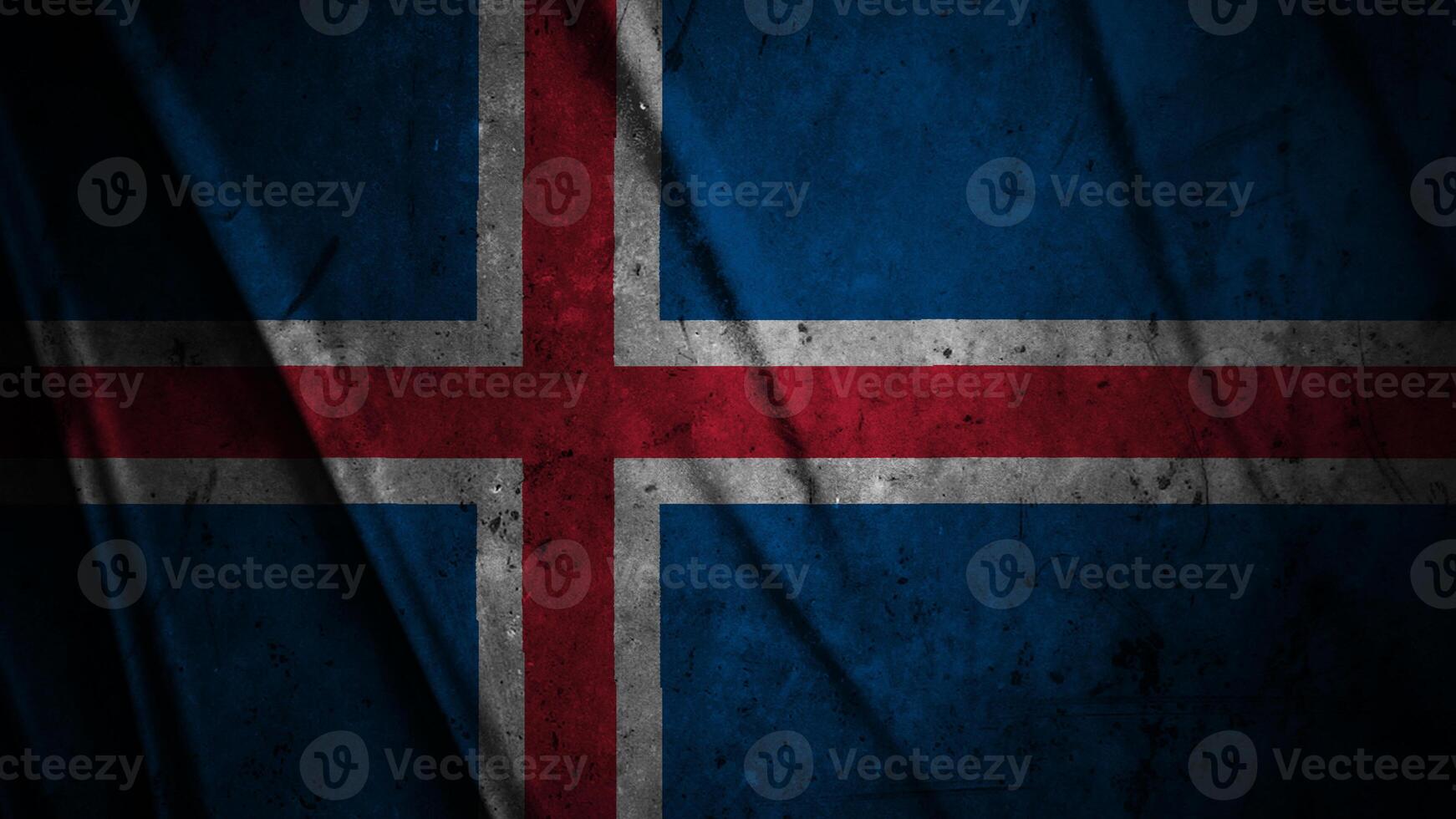 Iceland grunge silk flag waving in the wind background illustration, grunge textured flag on silk photo