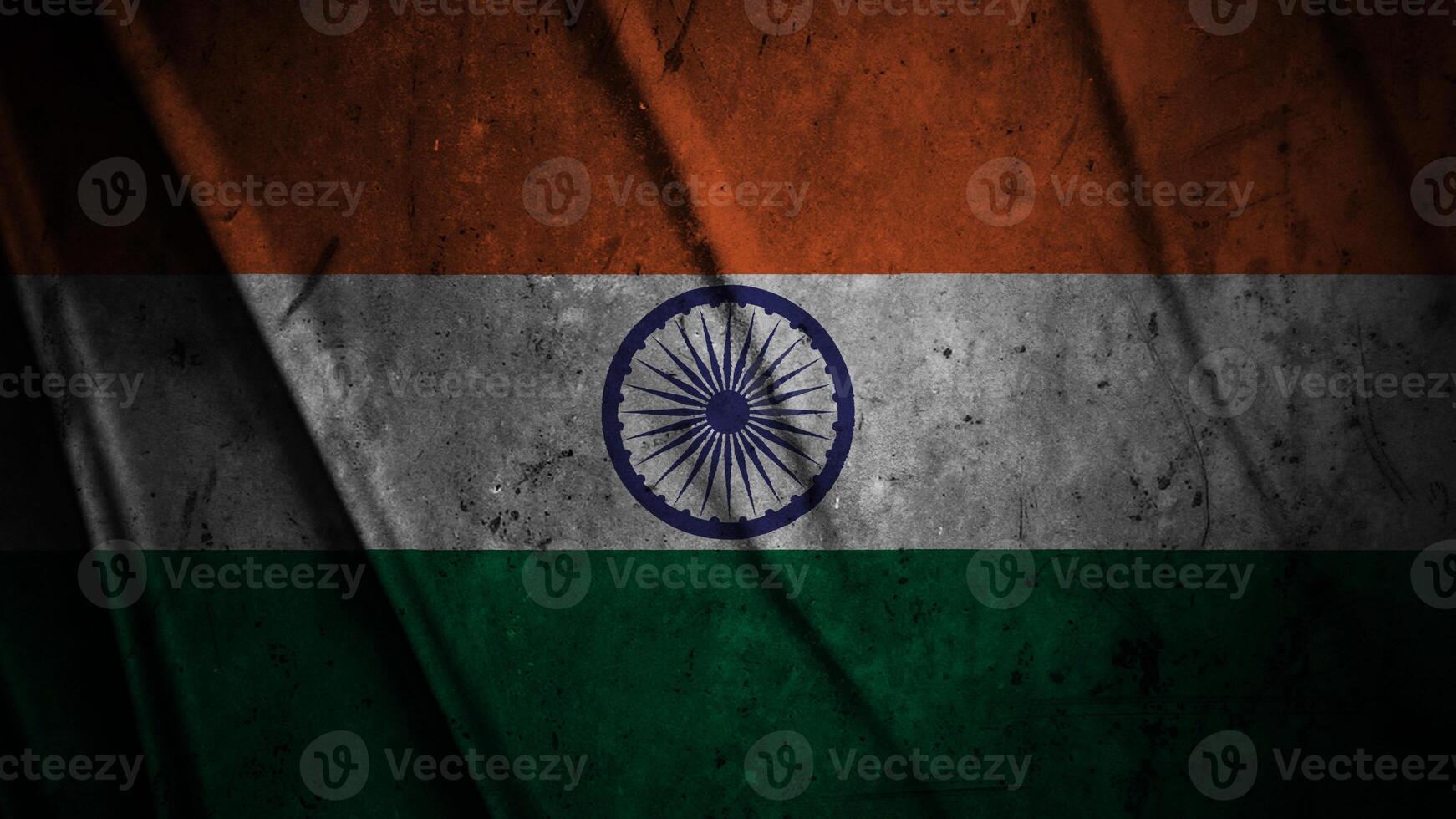 India grunge silk flag waving in the wind background illustration, grunge textured flag on silk photo