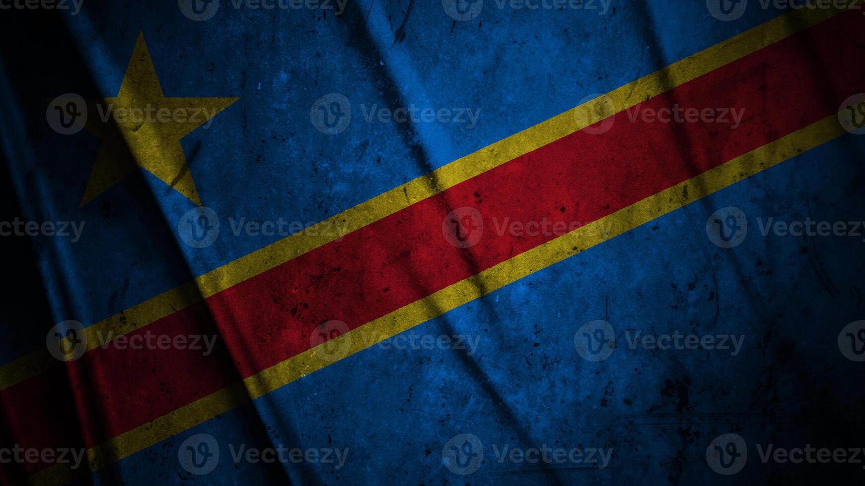 Congo grunge silk flag waving in the wind background illustration, grunge textured flag on silk photo