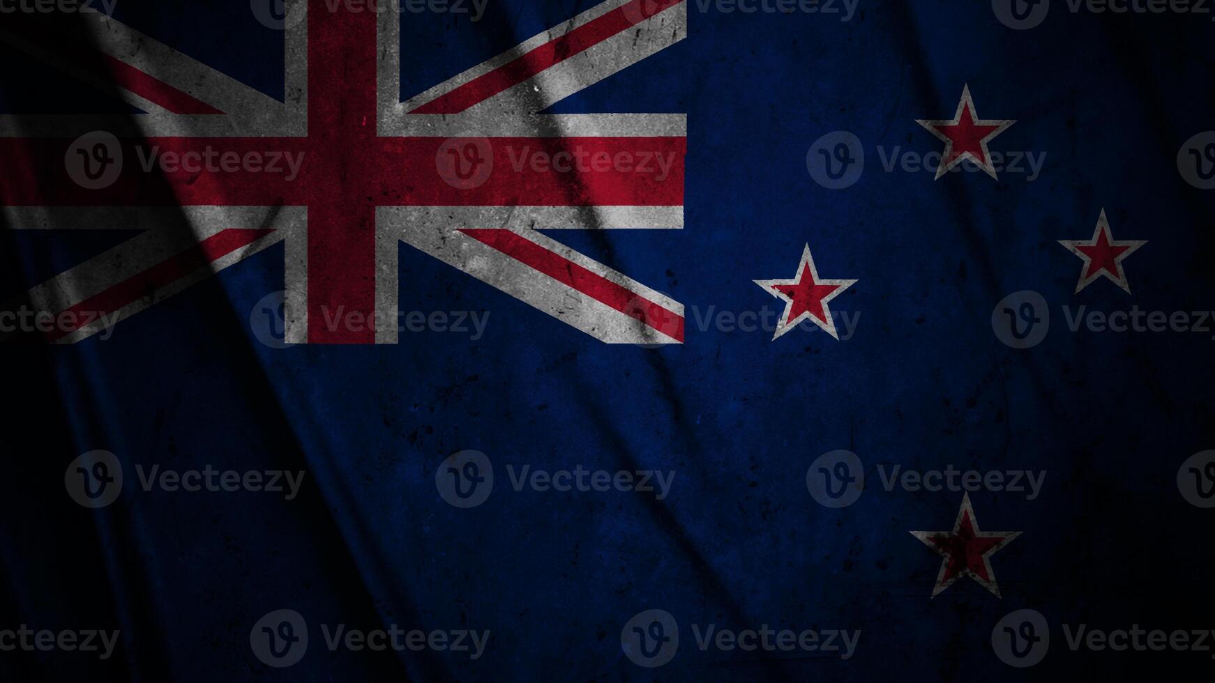 New Zealand grunge silk flag waving in the wind background illustration, grunge textured flag on silk photo
