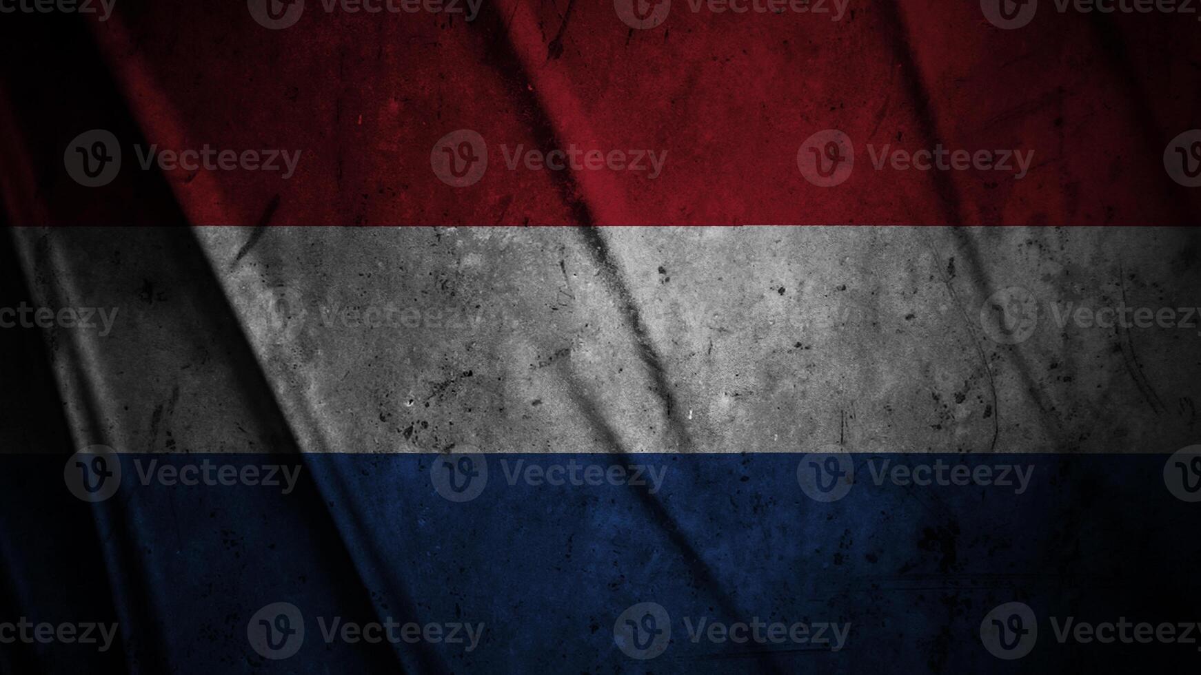 Netherlands grunge silk flag waving in the wind background illustration, grunge textured flag on silk photo