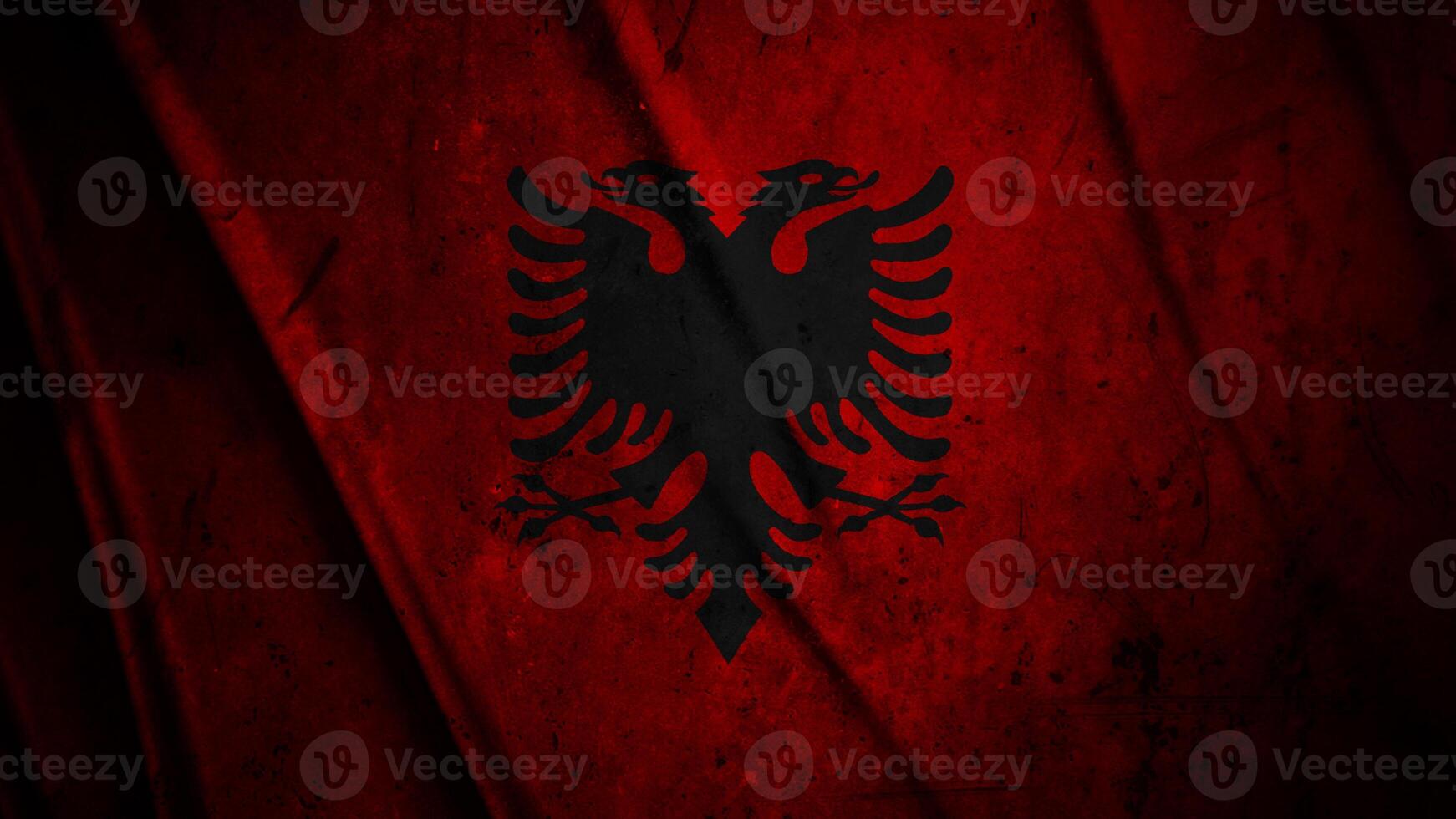 Albania grunge silk flag waving in the wind background illustration, grunge textured flag on silk photo