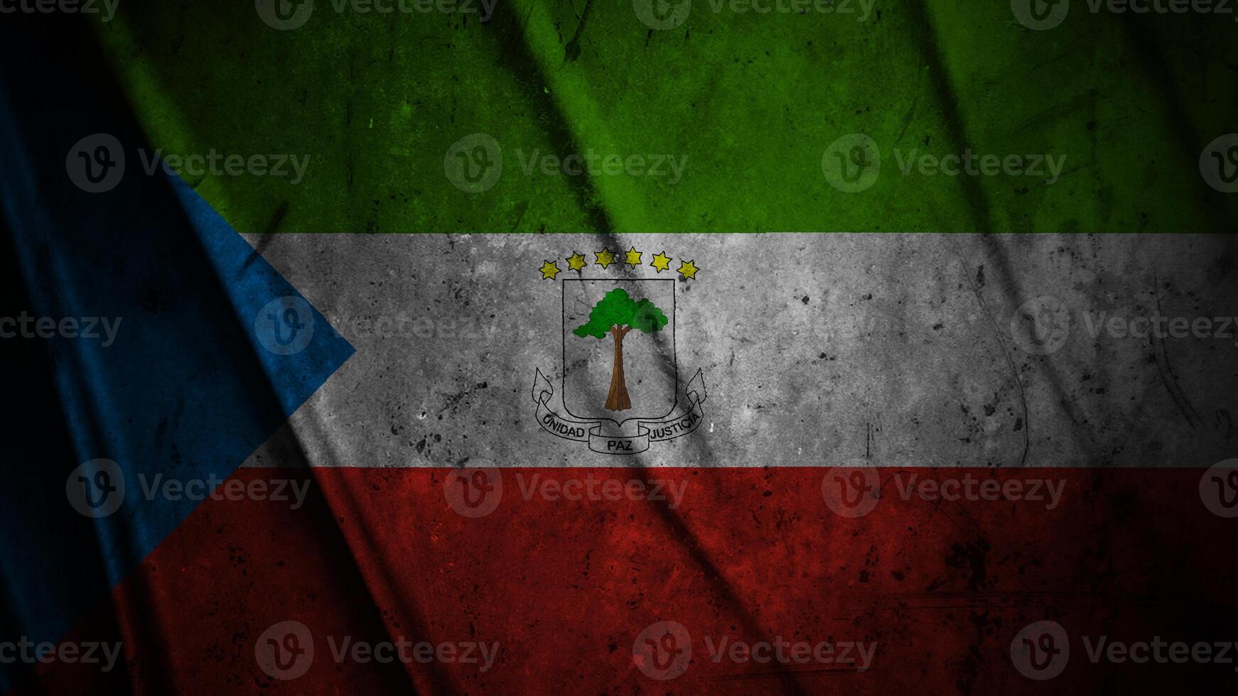 Equatorial Guinea grunge silk flag waving in the wind background illustration, grunge textured flag on silk photo