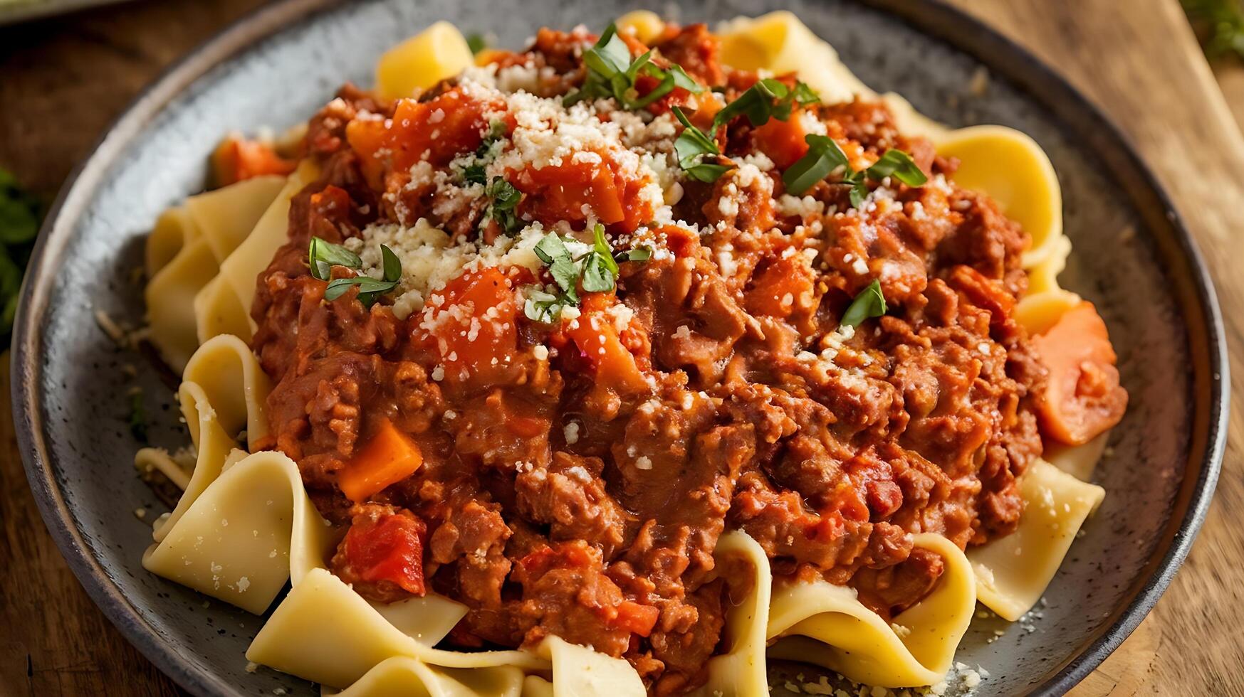 Chicken and pasta with tomato sauce photo