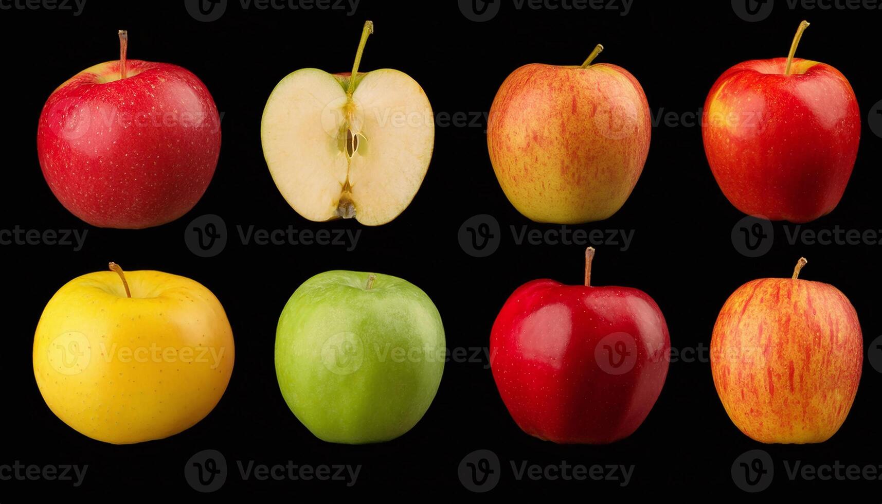 Set of Different Apples in the Dark photo