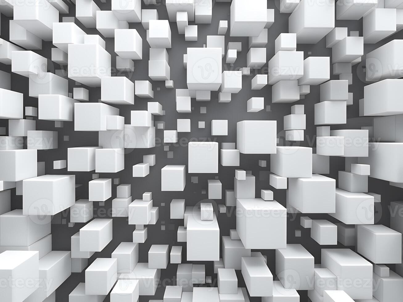 Random shifted white cube boxes block abstract background photo