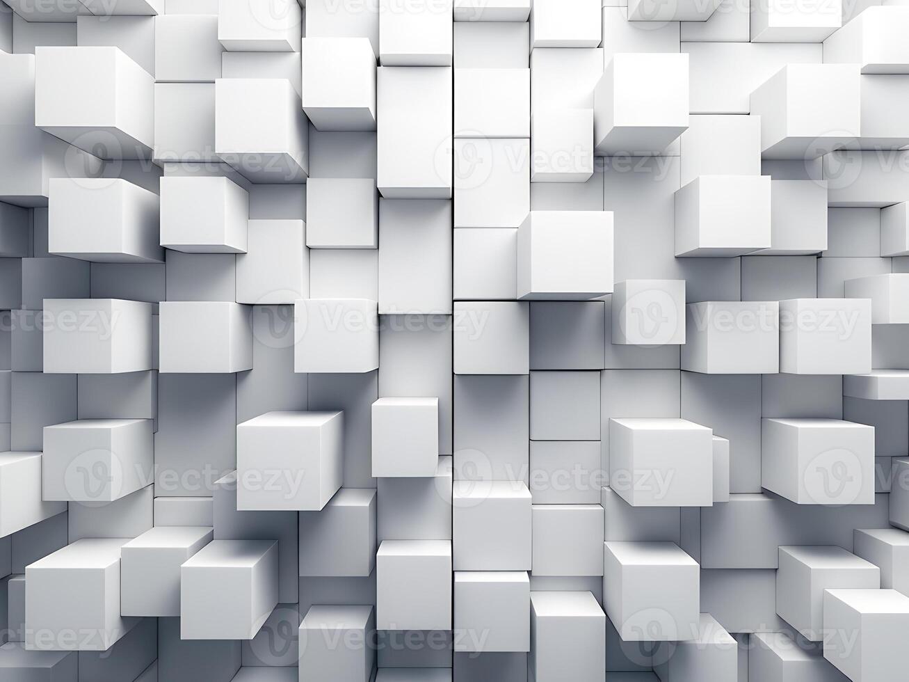 Random shifted white cube boxes block background photo