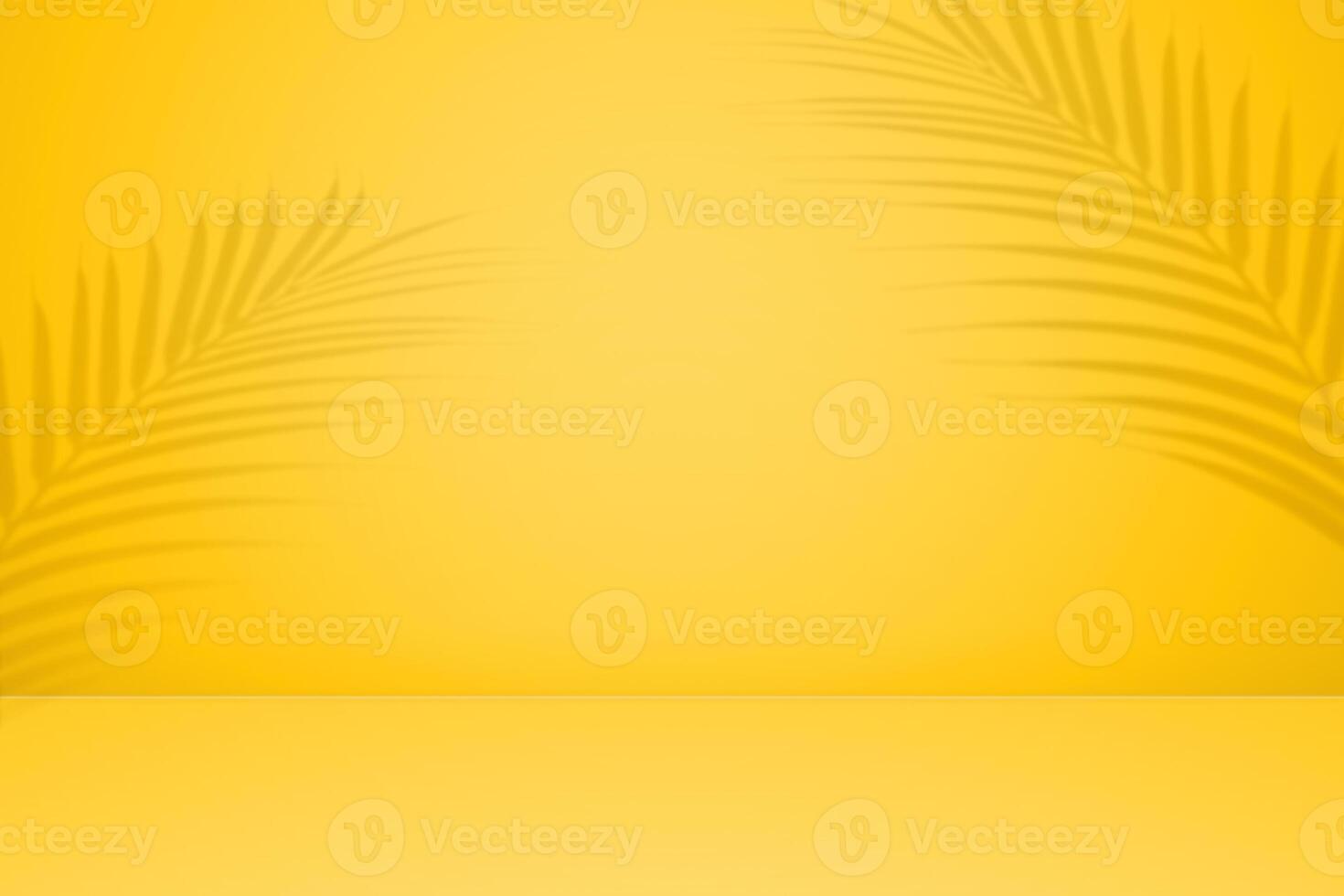 Template Empty palm shadow texture pattern cement on orange wall background Summer tropical minimal concept photo