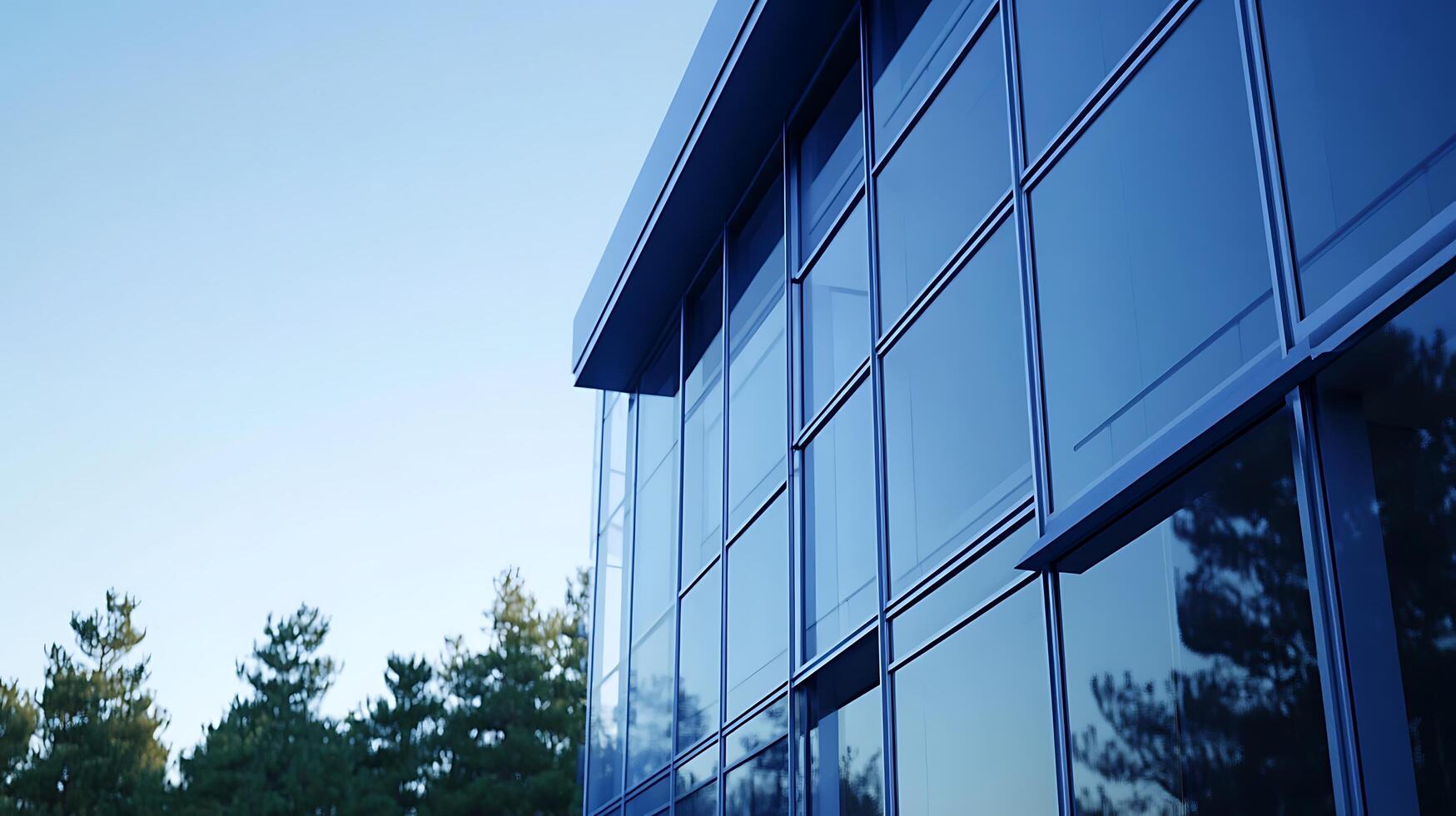 Bright skies and lush greenery highlighting the elegance of glass design photo