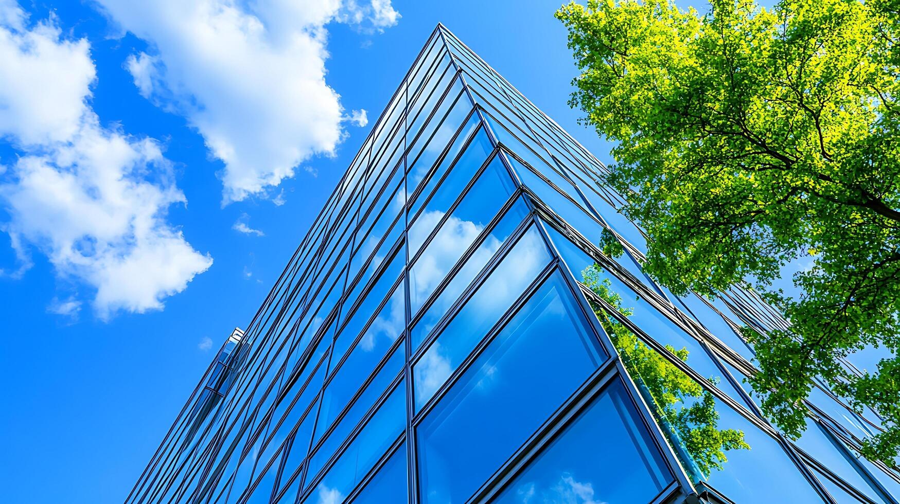 Sophisticated architectural style with glass and a natural backdrop photo