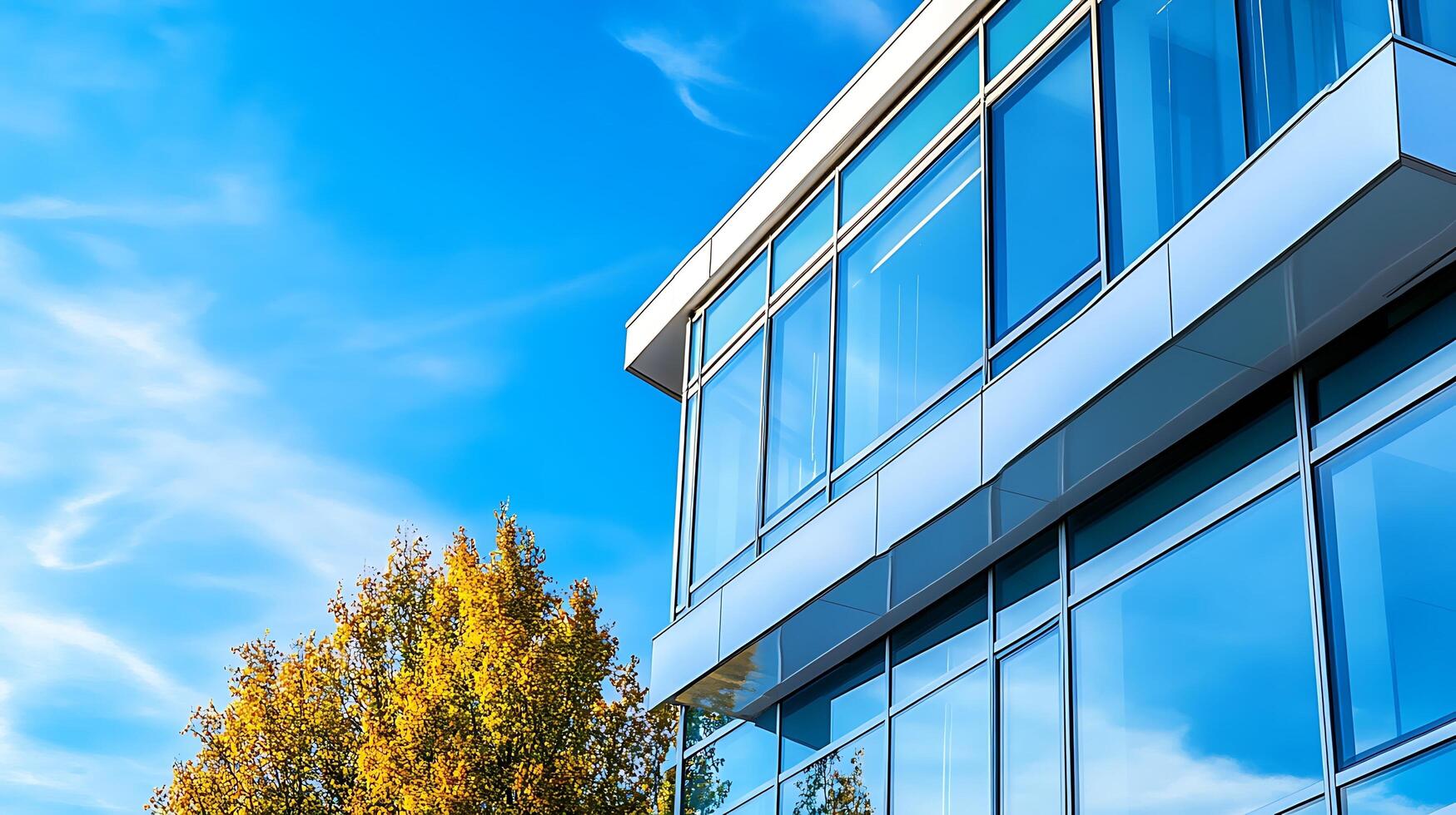 Contemporary building exterior blending urban sophistication with natural beauty photo