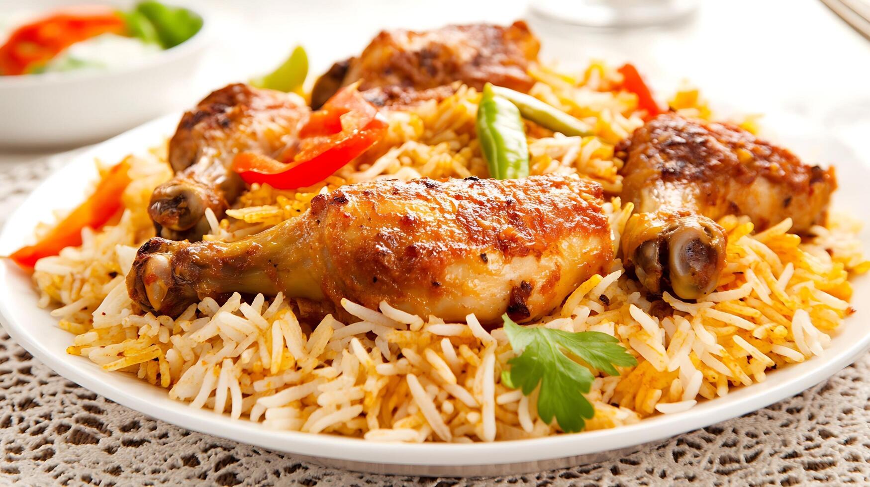 Mouthwatering Biryani with Flavorful Rice and Tender Chicken Pieces photo