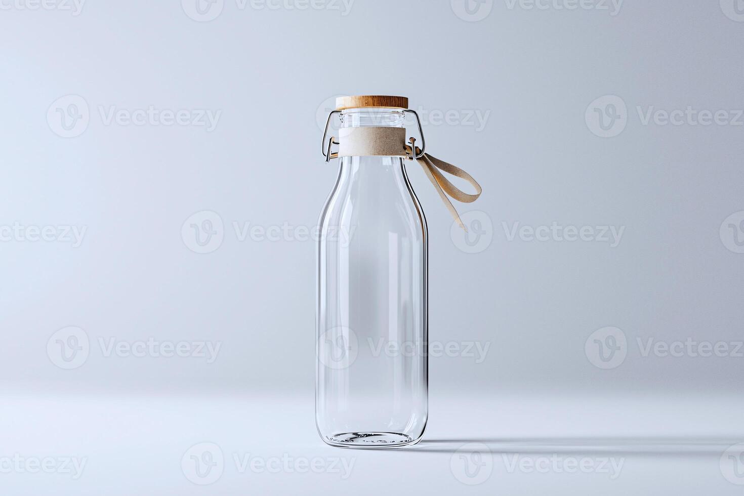 A transparent drink bottle mockup with customizable labels, perfect for beverage branding photo