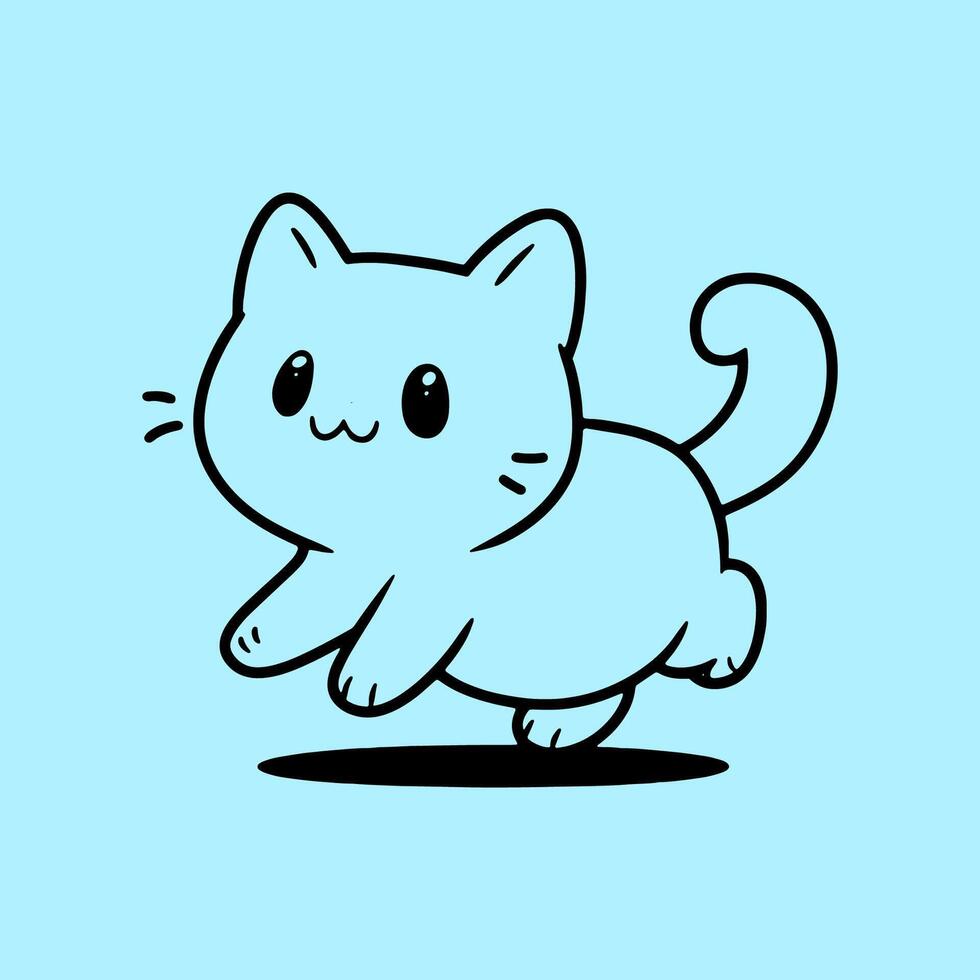 A cartoon cat running on a blue background vector