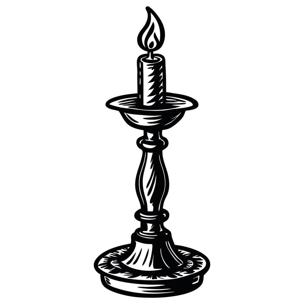 Realistic hand drawn halloween illustration with candle vector