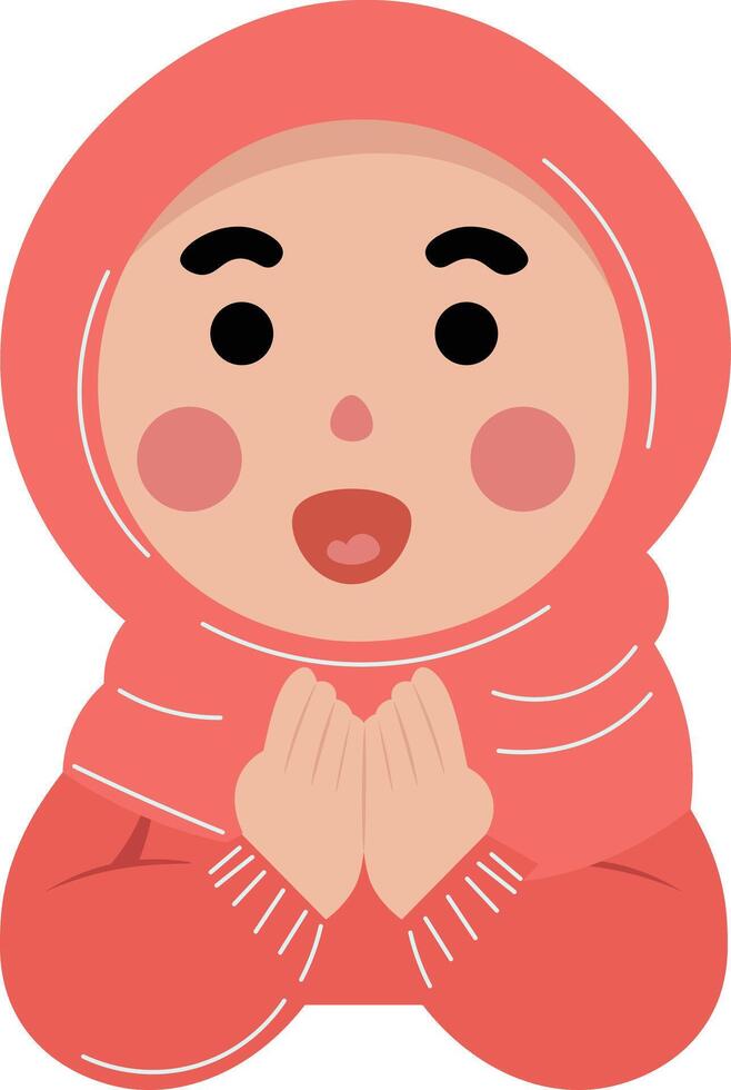 Illustration of a Girl in a Pink Hijab vector