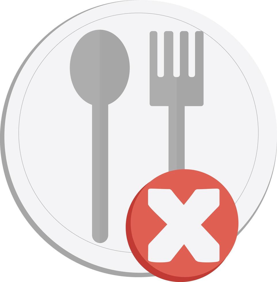 Food Prohibition Icon with Spoon and Fork vector